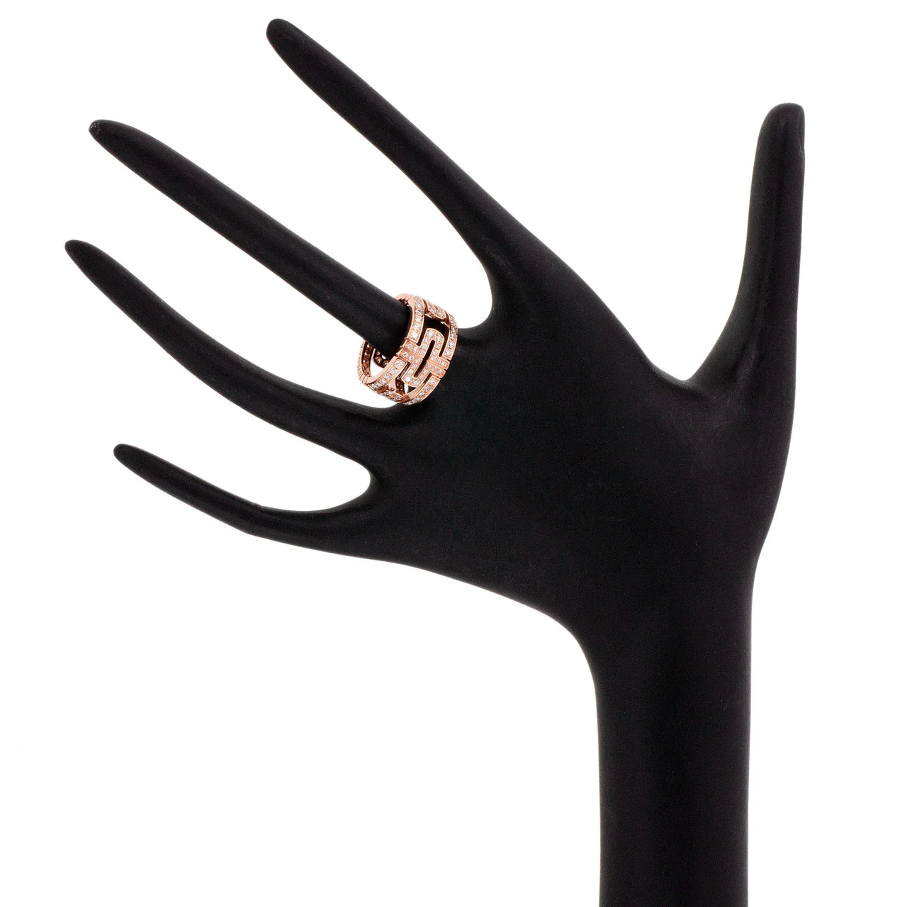 Bulgari 18K Rose Gold Parentesi Pave Diamond Ring - Image 4