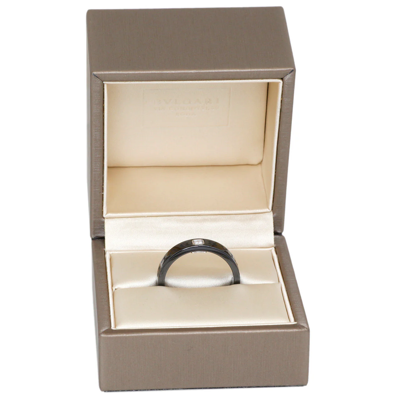 Bulgari Black Ceramic & Diamond Band Ring - Image 4