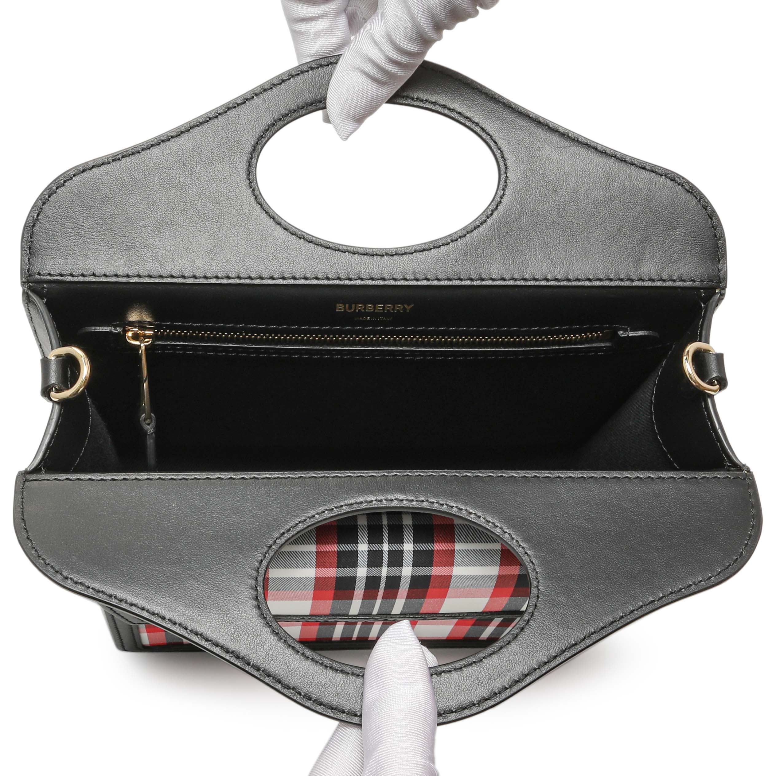 Burberry Black Calfskin Check Canvas Mini Pocket Bag - Image 4