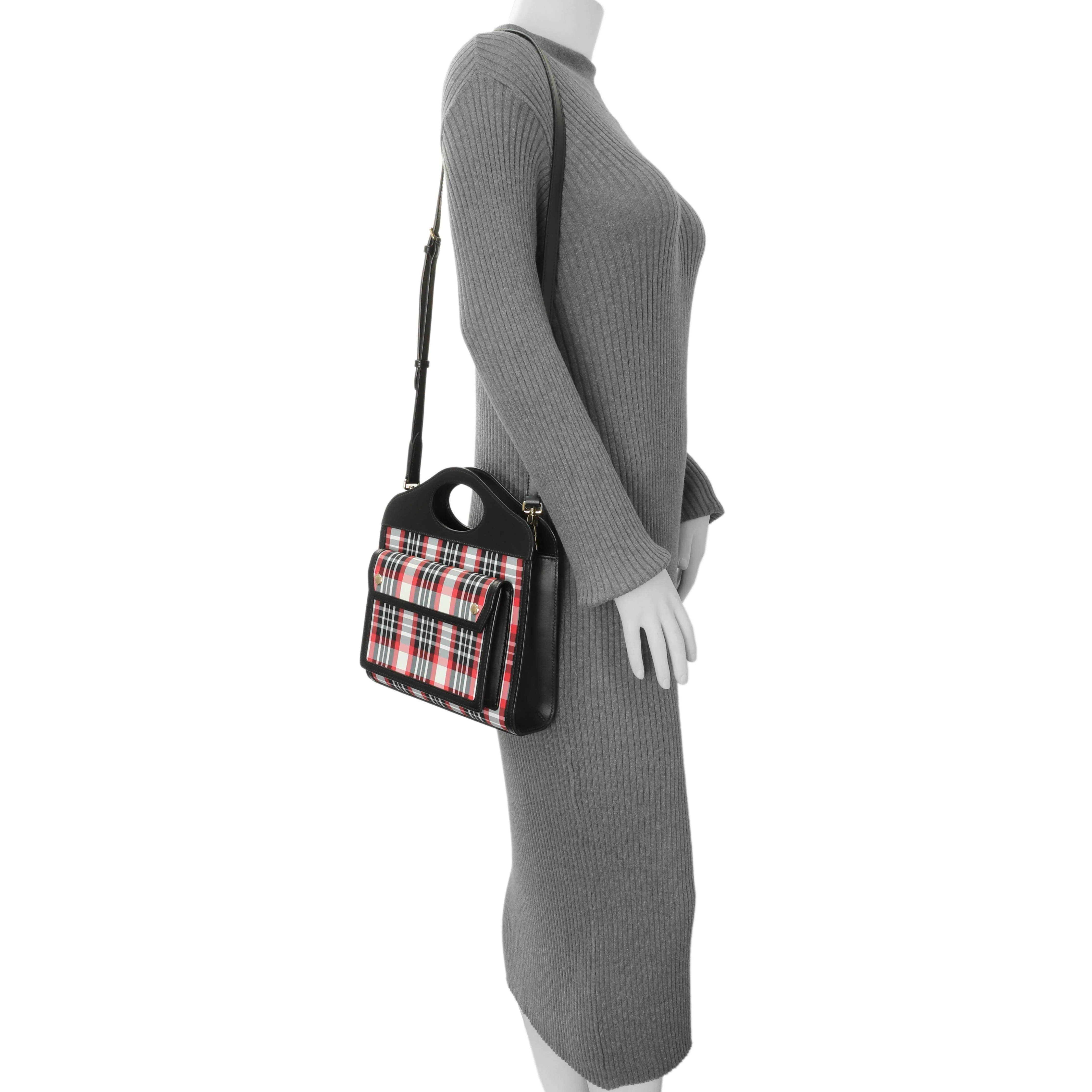 Burberry Black Calfskin Check Canvas Mini Pocket Bag - Image 7