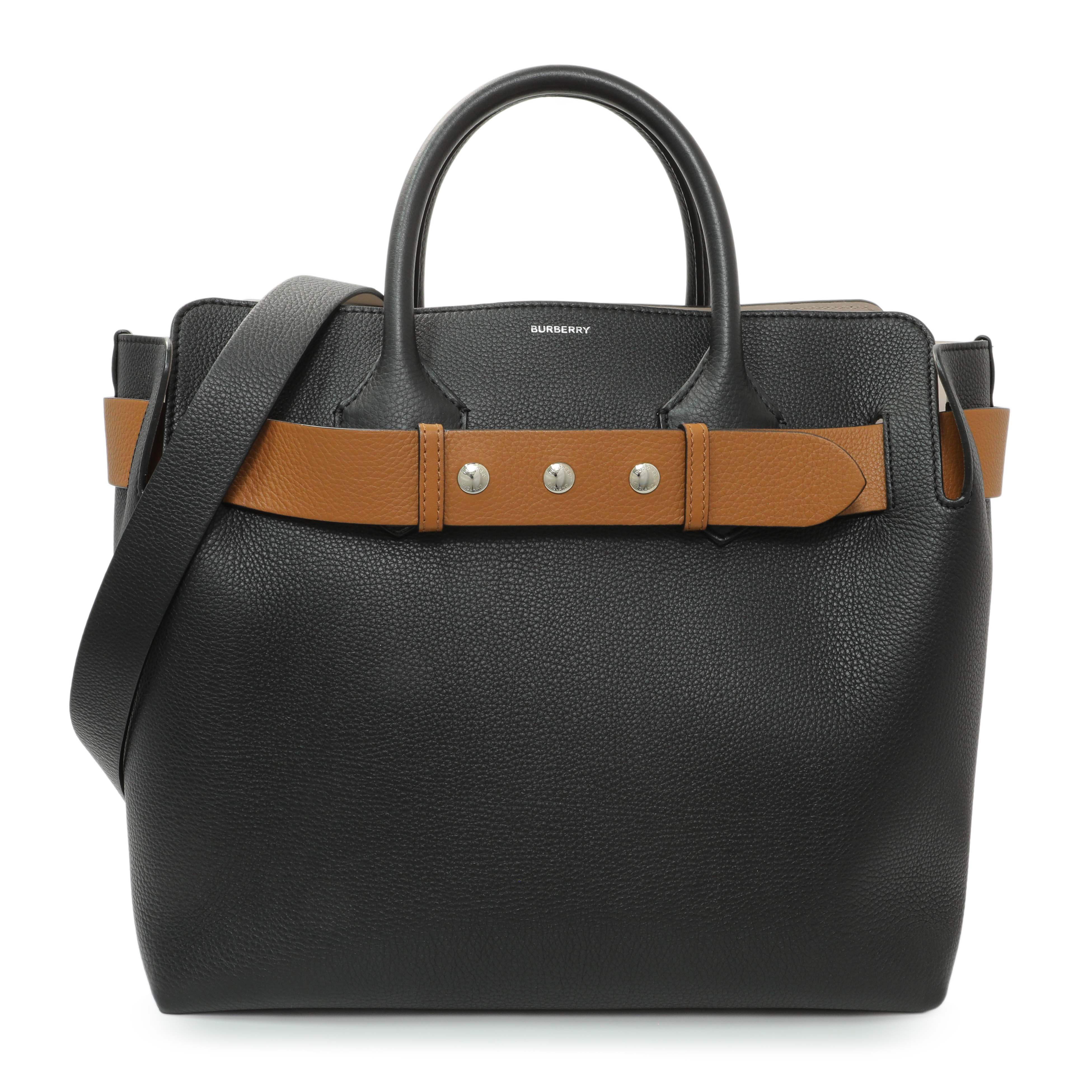 Burberry Black Calfskin Triple Stud Large Belt Tote