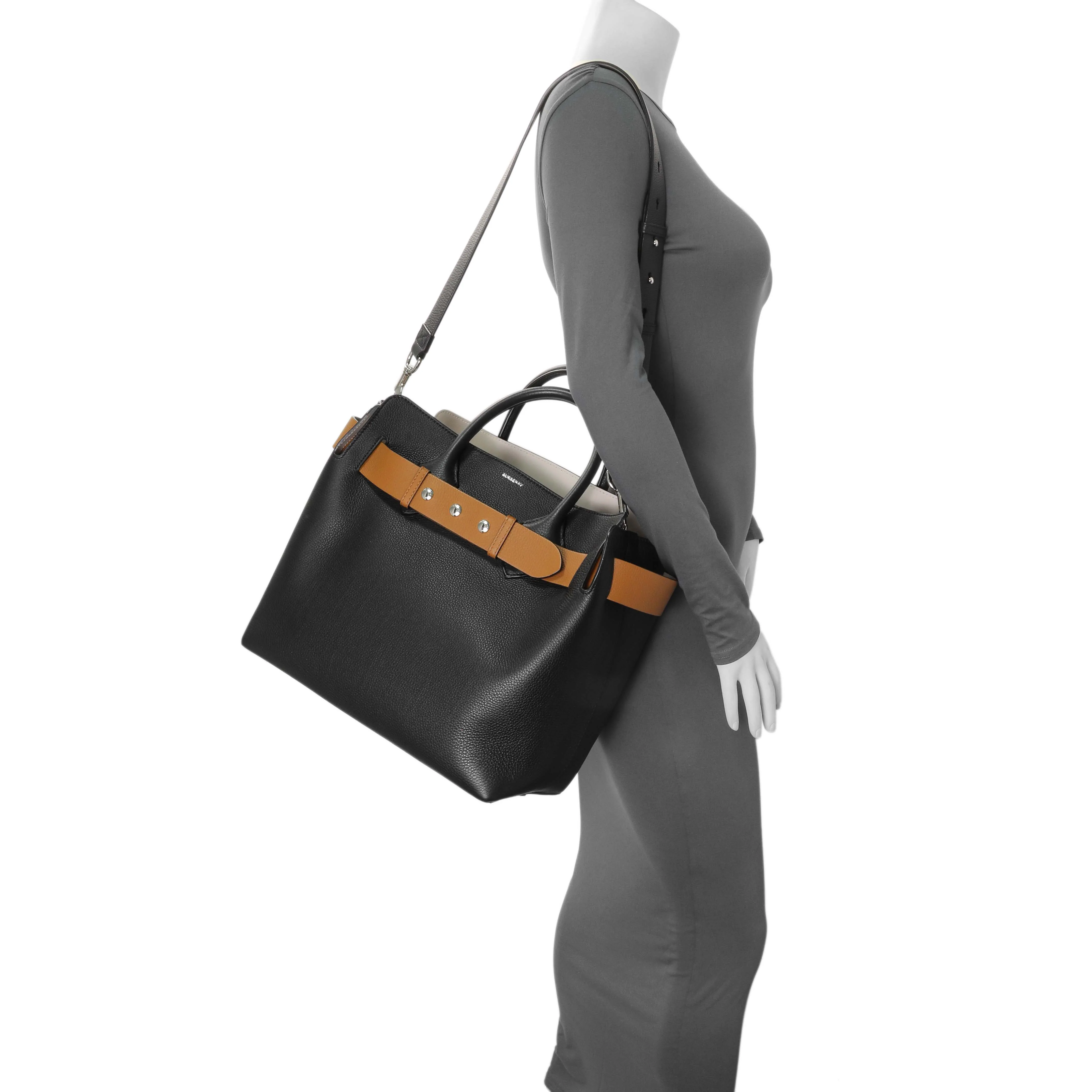 Burberry Black Calfskin Triple Stud Large Belt Tote - Image 12
