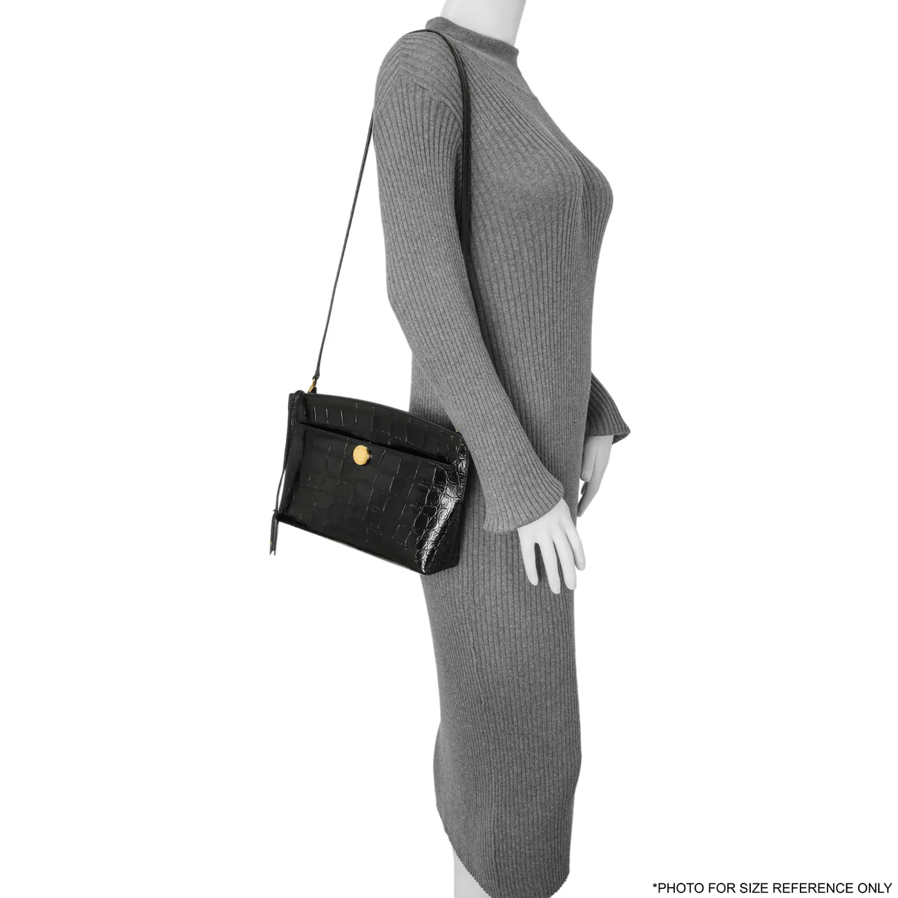 Burberry Black Crocodile Embossed Small Society Clutch - Image 10