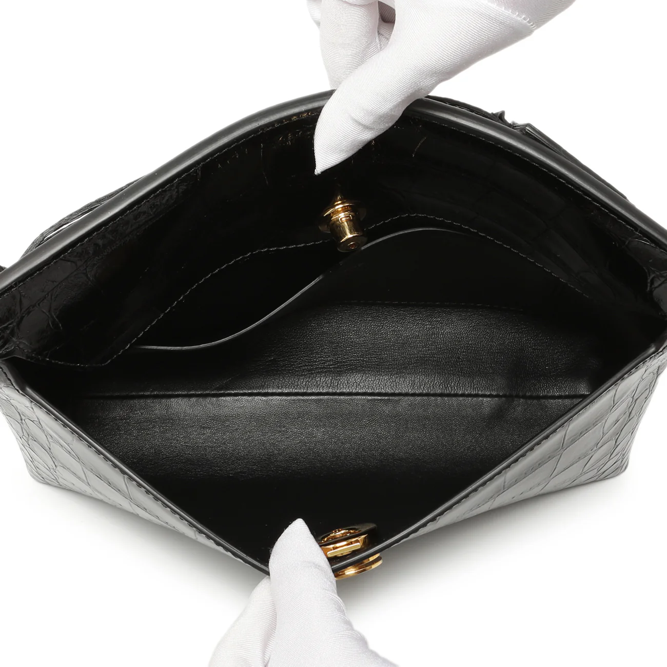 Burberry Black Crocodile Embossed Small Society Clutch - Image 8