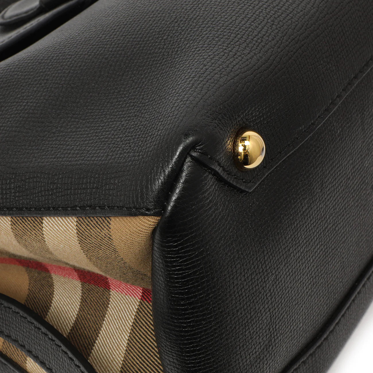 Burberry Black Derby Calfskin House Check Medium Camberley - Image 5