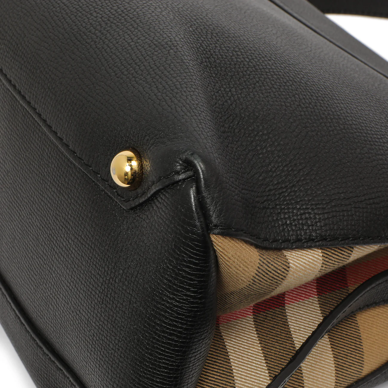 Burberry Black Derby Calfskin House Check Medium Camberley - Image 8