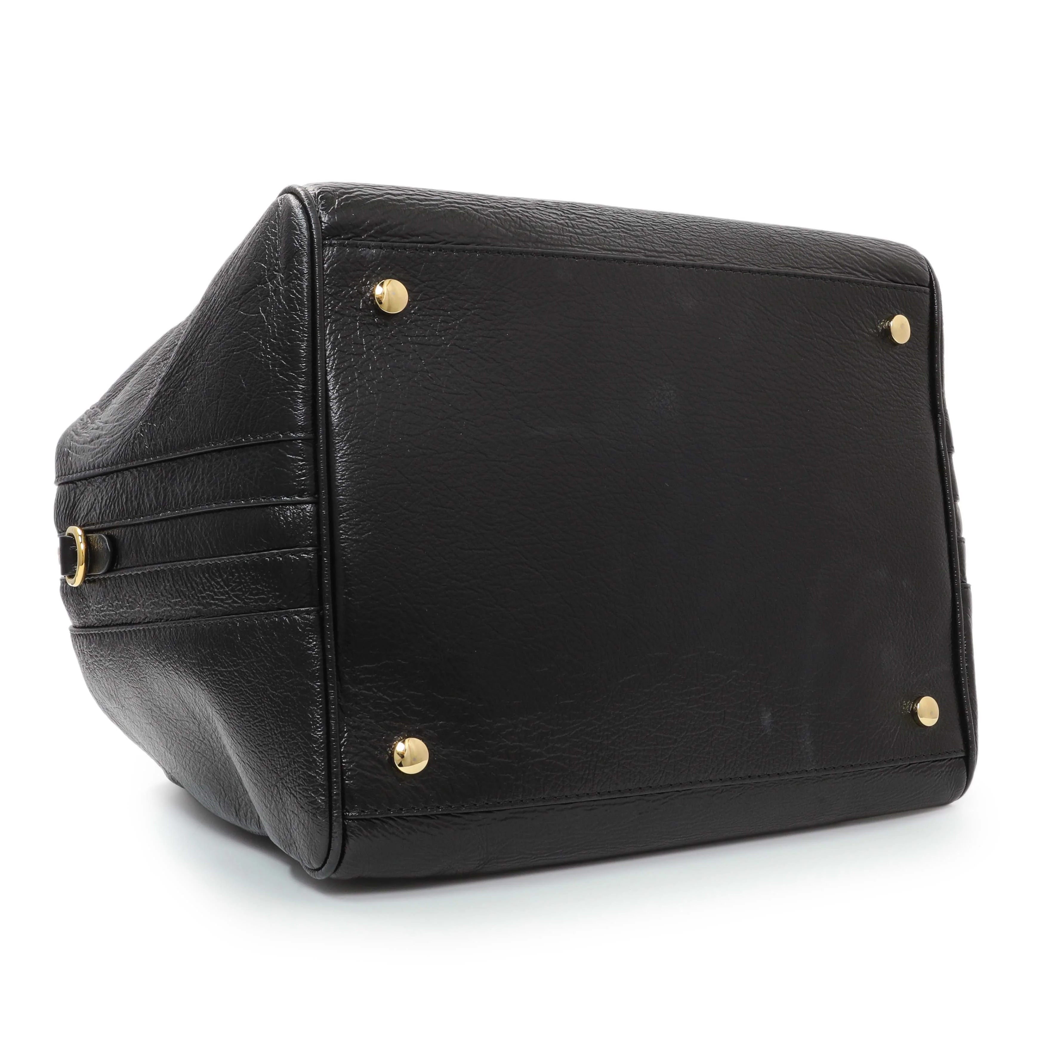 Burberry Black Patent Cube Bowling Bag - Image 3