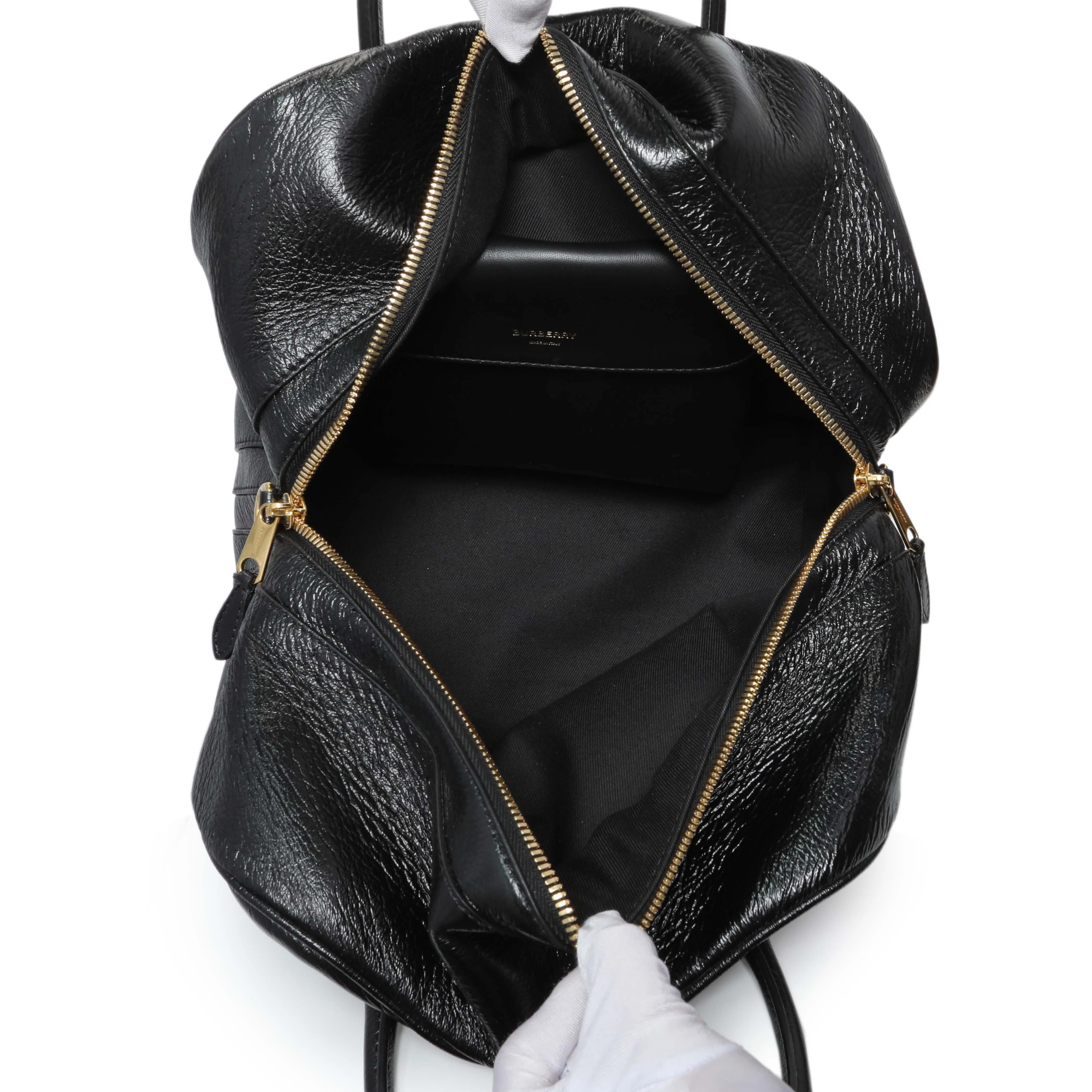 Burberry Black Patent Cube Bowling Bag - Image 4