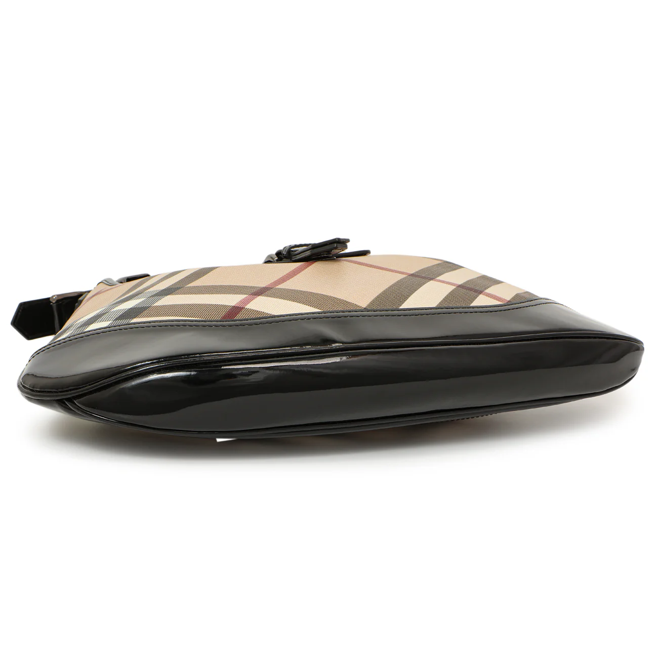 Burberry Black Patent Nova Check Brook Hobo - Image 3