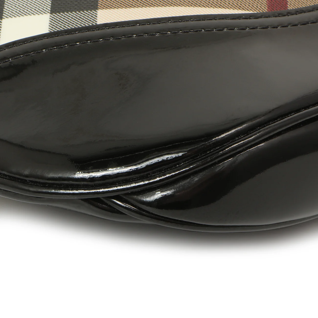 Burberry Black Patent Nova Check Brook Hobo - Image 4