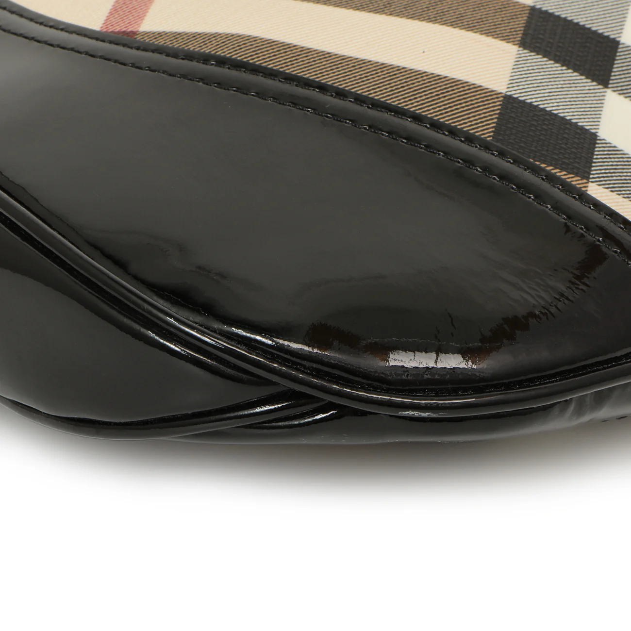 Burberry Black Patent Nova Check Brook Hobo - Image 5
