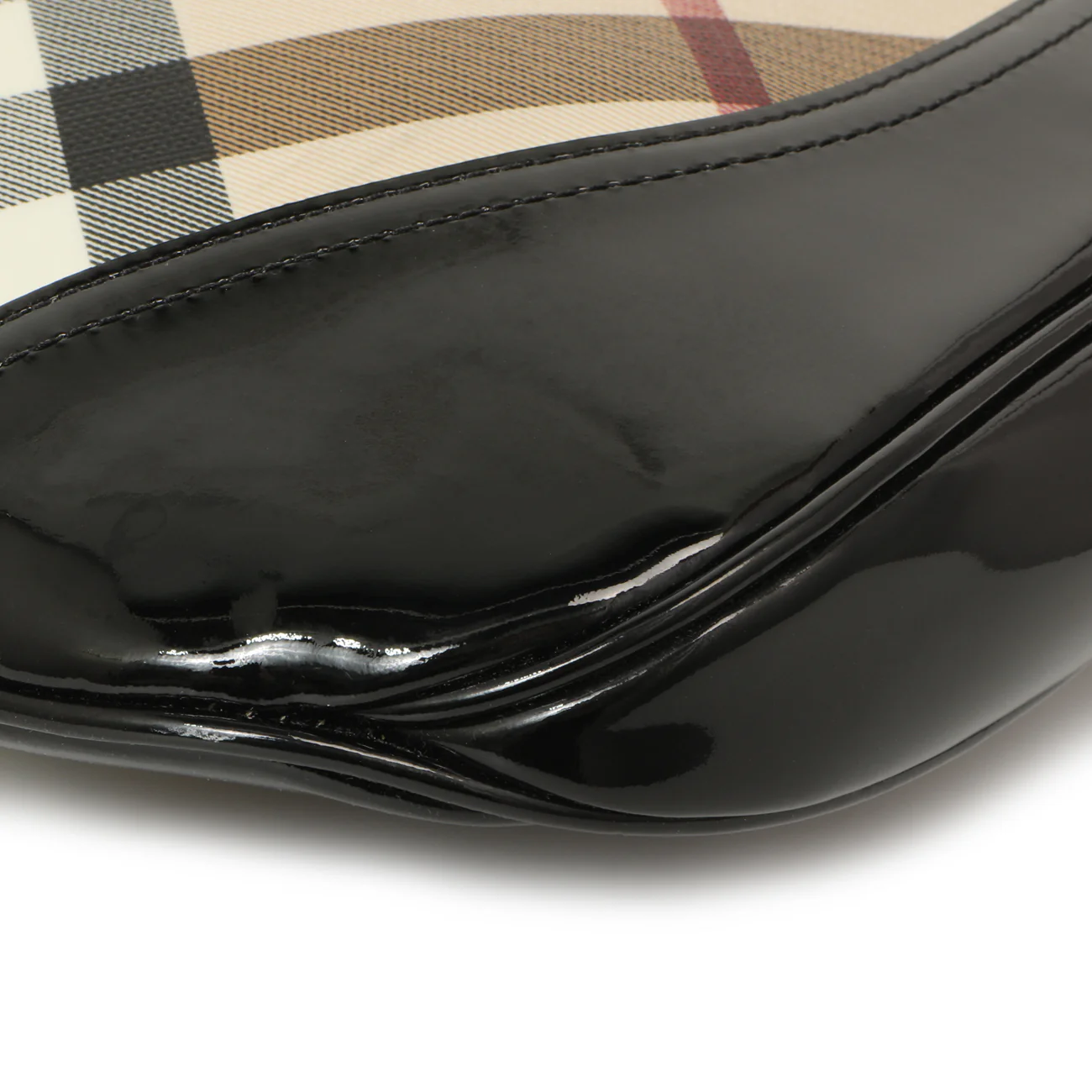 Burberry Black Patent Nova Check Brook Hobo - Image 6