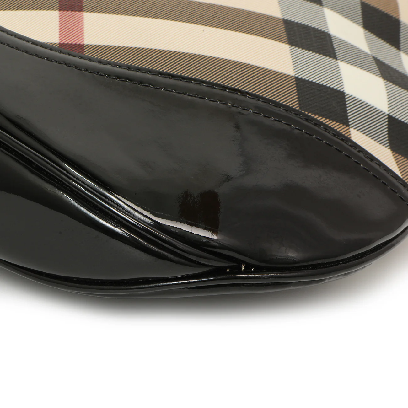 Burberry Black Patent Nova Check Brook Hobo - Image 7