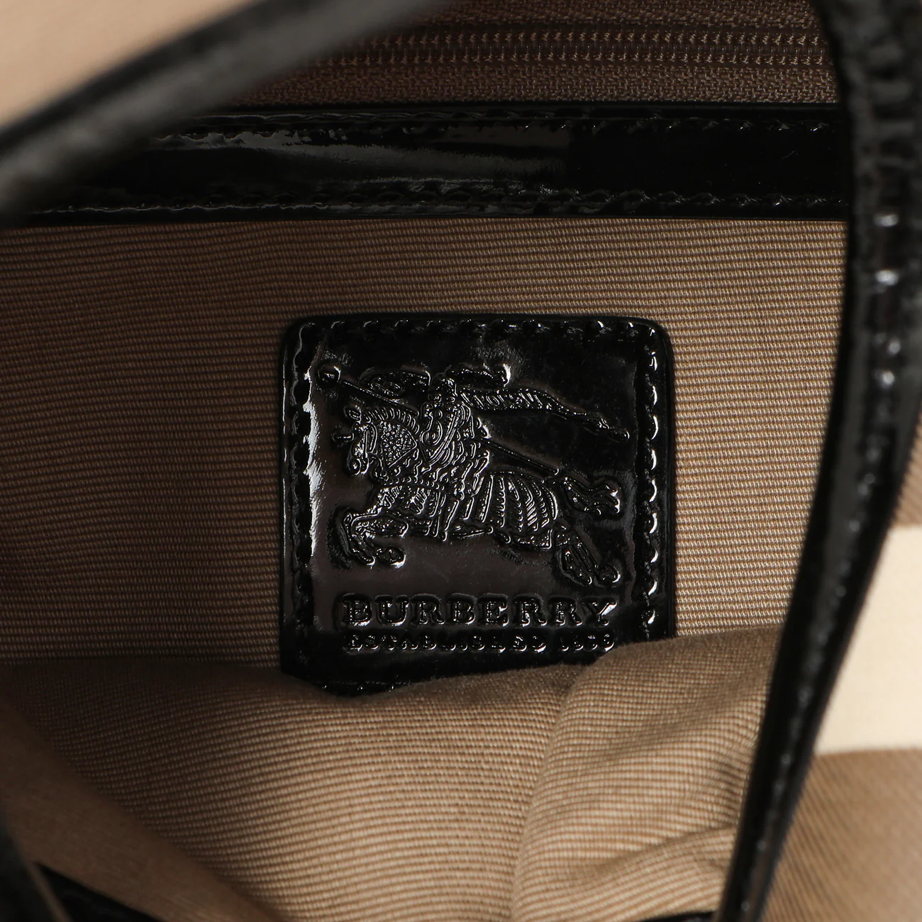 Burberry Black Patent Nova Check Brook Hobo - Image 9