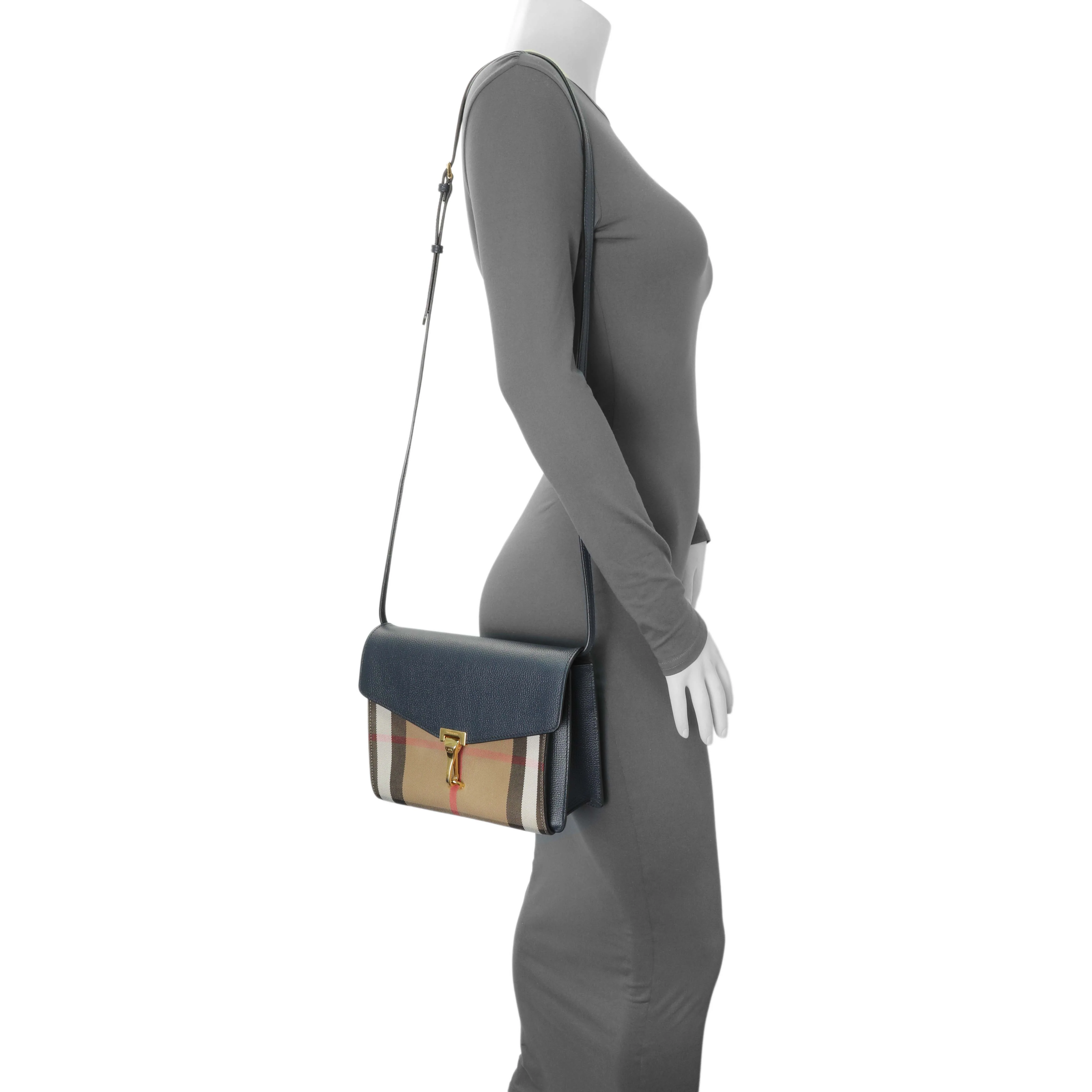 Burberry Blue Derby Calfskin House Check Small Macken Crossbody Bag - Image 9