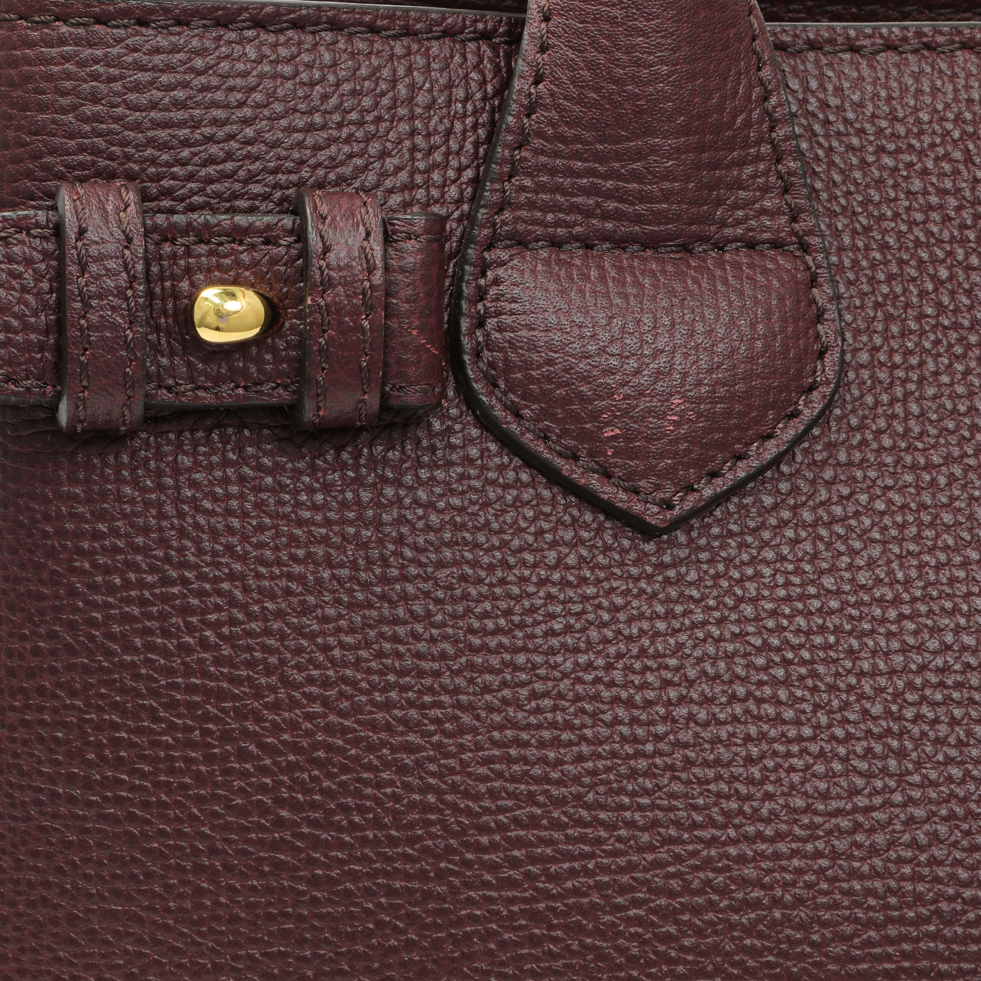 Burberry Burgundy Calfskin House Check Small Banner Tote - Image 11
