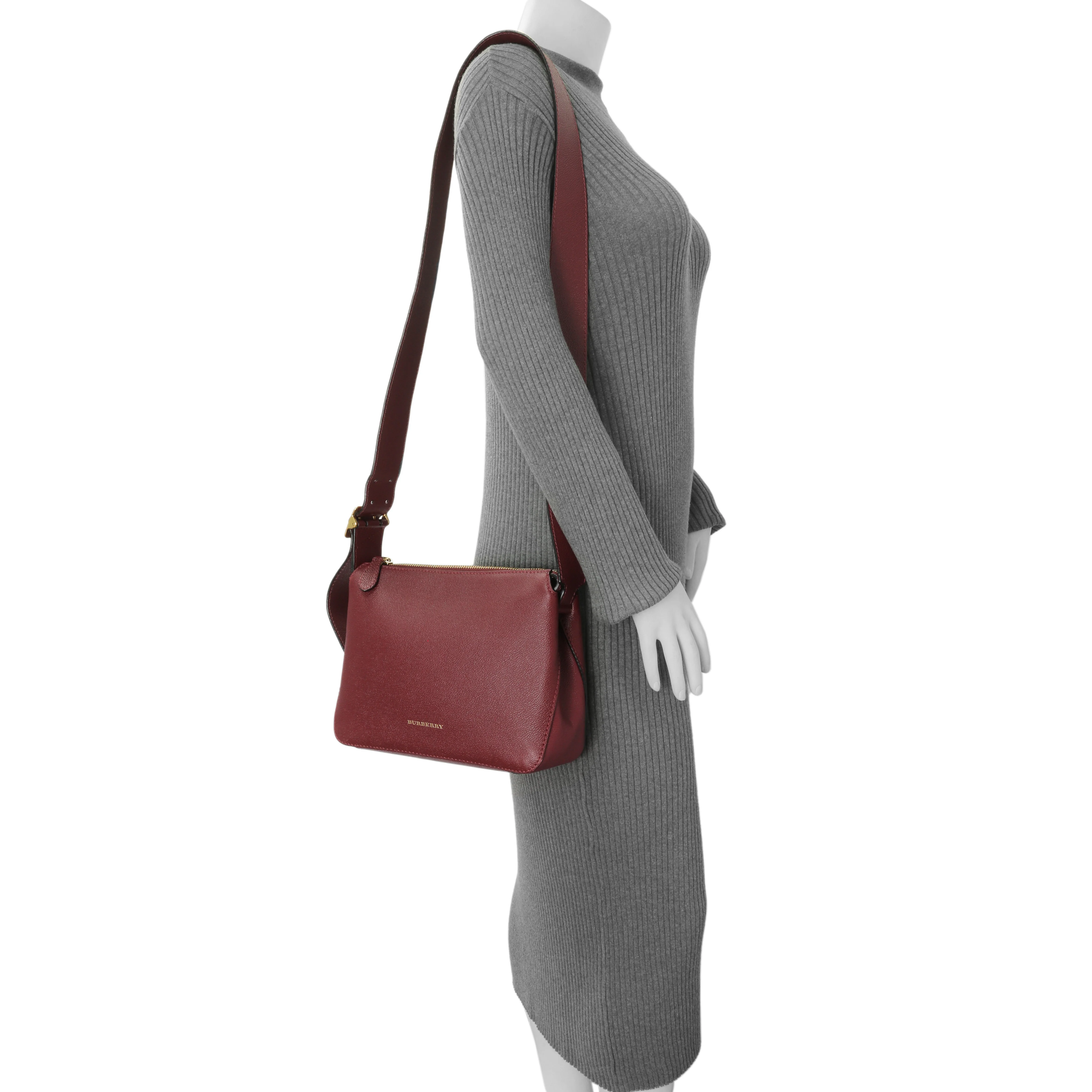 Burberry Burgundy Grained Calfskin Small Helmsley Crossbody - Image 15