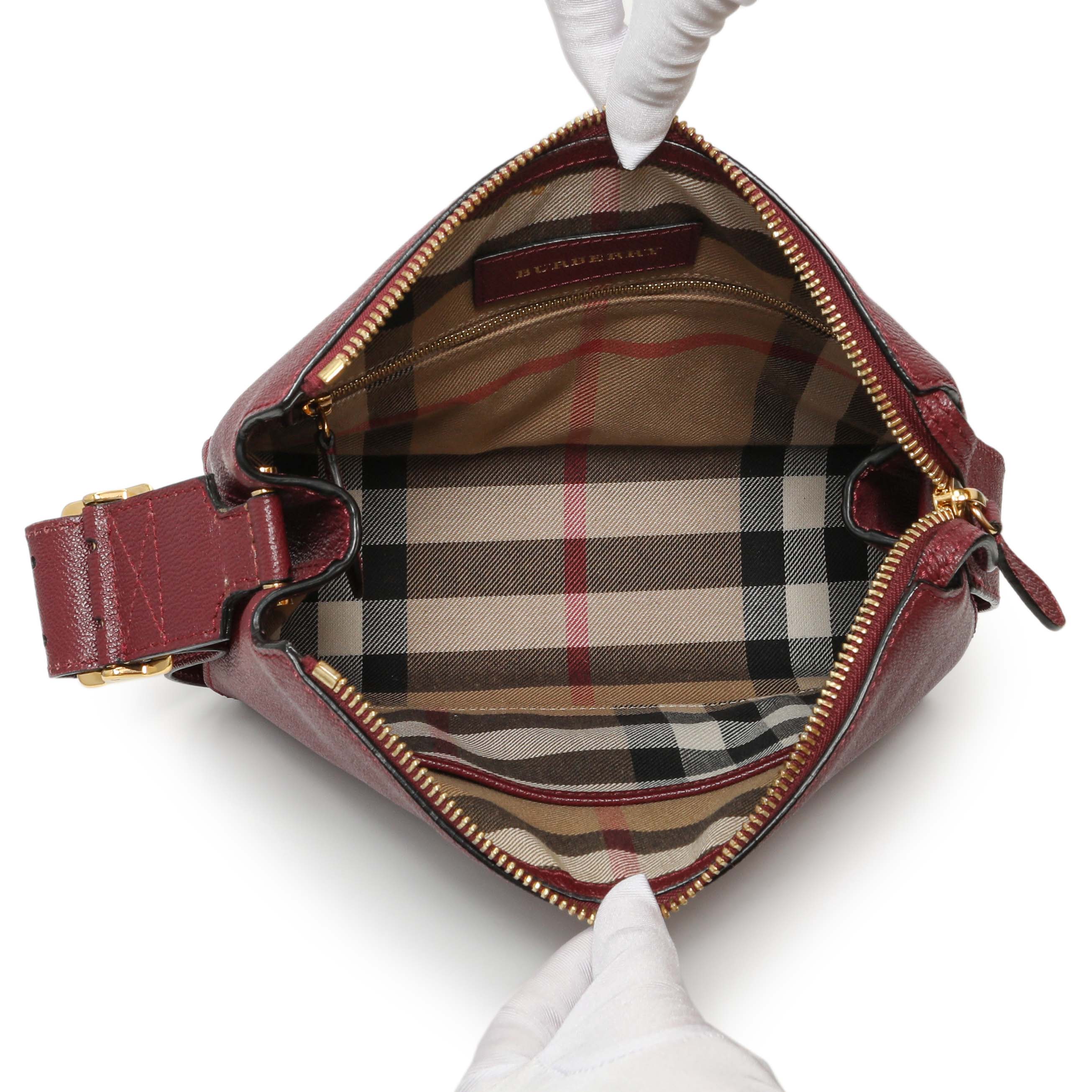 Burberry Burgundy Grained Calfskin Small Helmsley Crossbody - Image 9