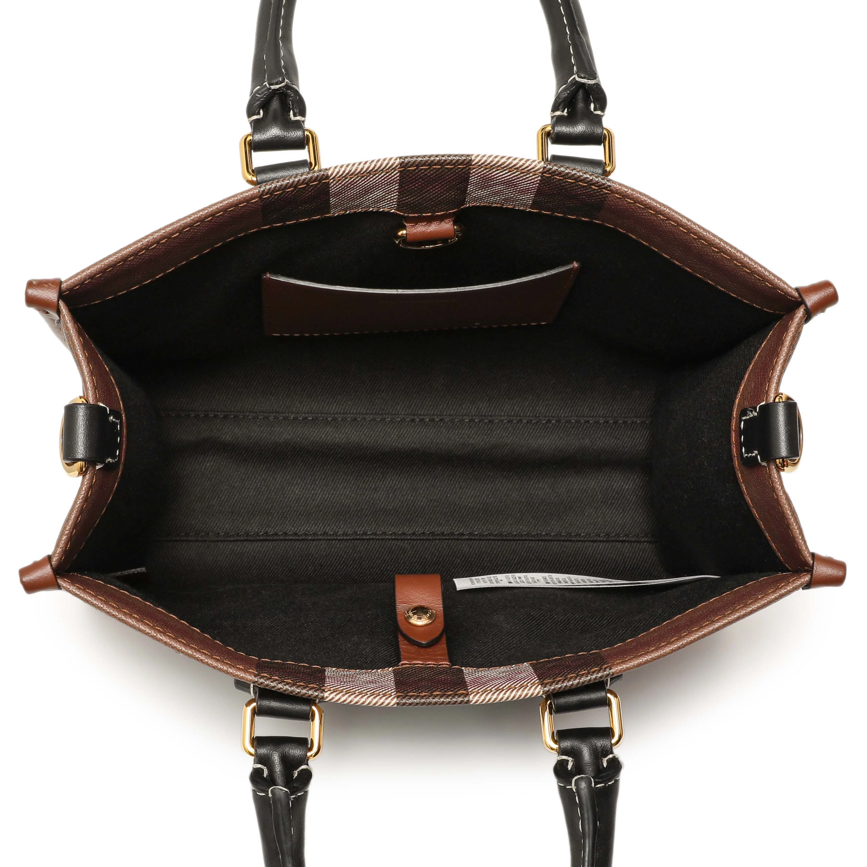 Burberry Dark Birch Brown E-Canvas Check Calfskin Mini Freya Tote - Image 10
