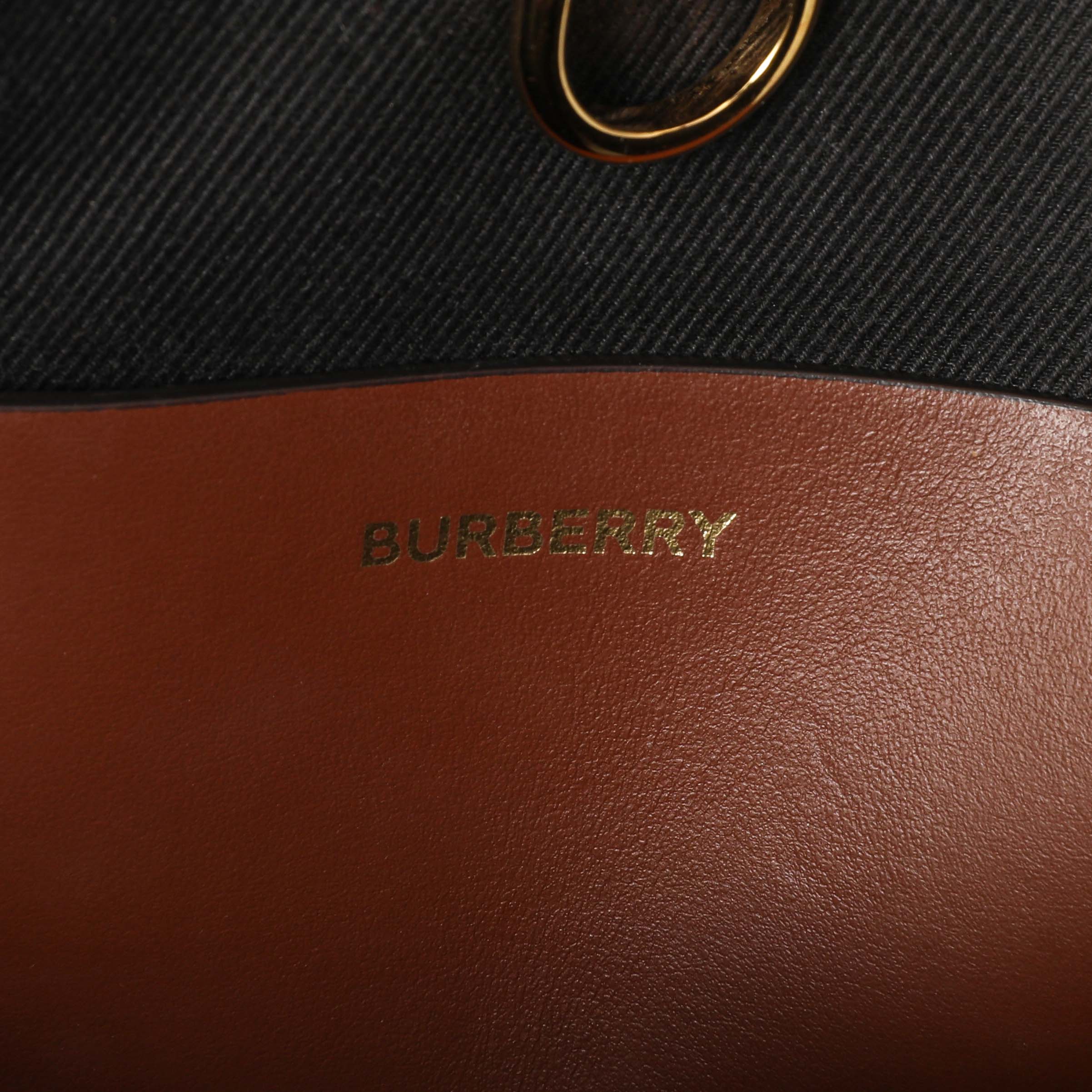 Burberry Dark Birch Brown E-Canvas Check Calfskin Mini Freya Tote - Image 11