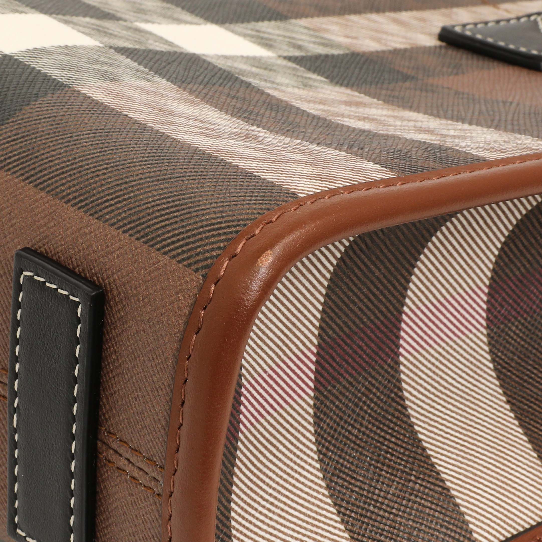 Burberry Dark Birch Brown E-Canvas Check Calfskin Mini Freya Tote - Image 5