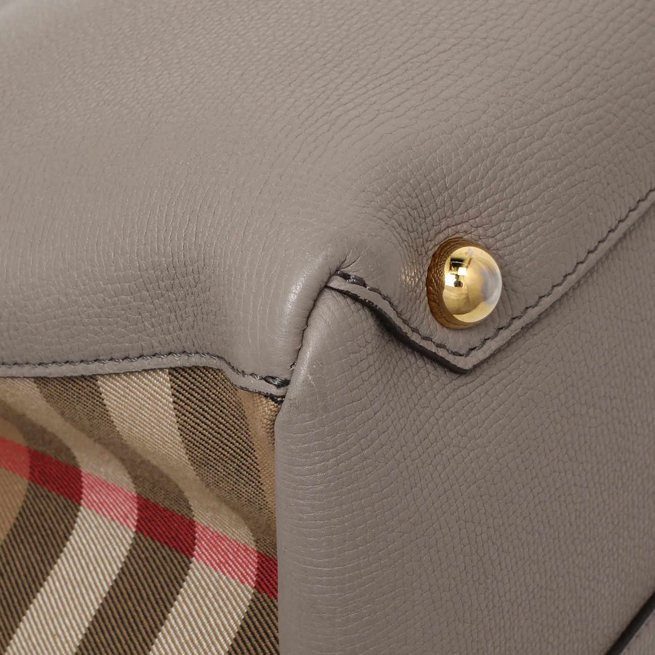 Burberry Grey Calfskin House Check Medium Banner Tote - Image 4