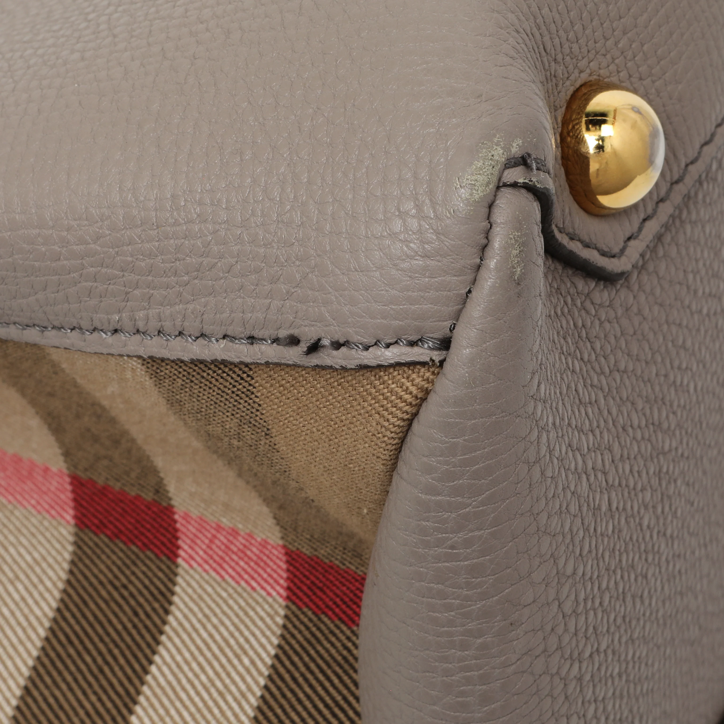 Burberry Grey Calfskin House Check Medium Banner Tote - Image 6