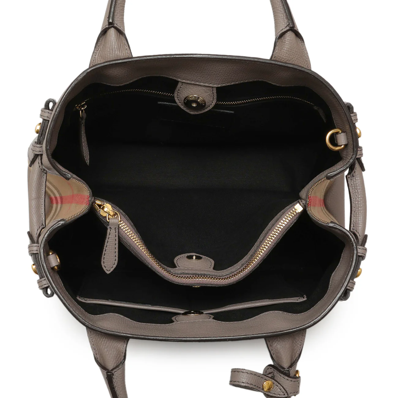 Burberry Grey Calfskin House Check Medium Banner Tote - Image 8