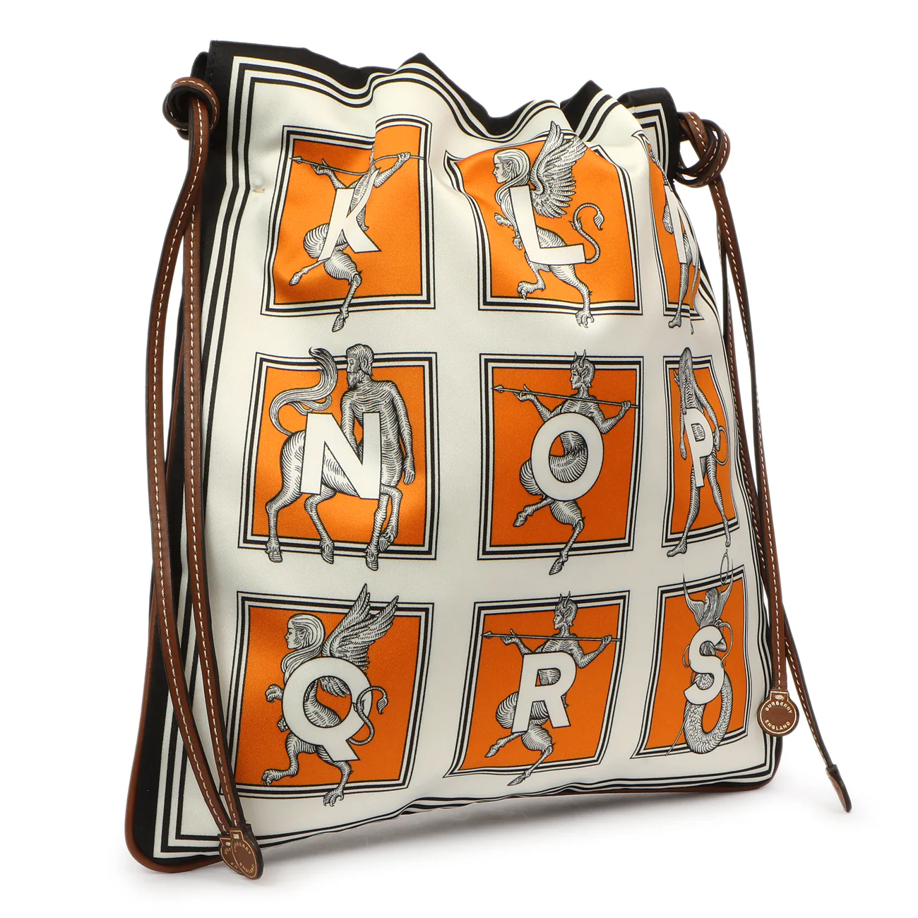 Burberry Orange White Silk Drawstring Pouch - Image 3