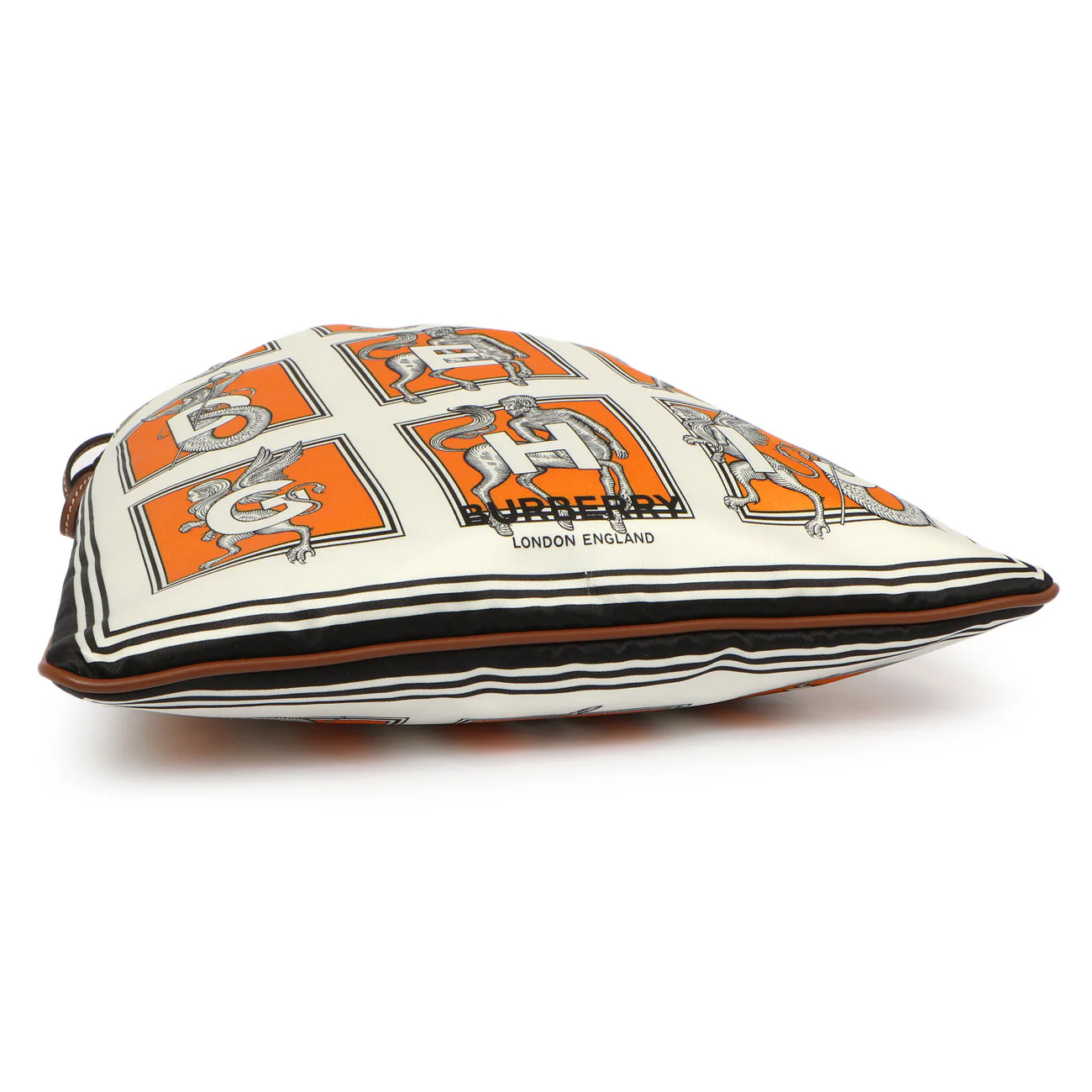 Burberry Orange White Silk Drawstring Pouch - Image 4