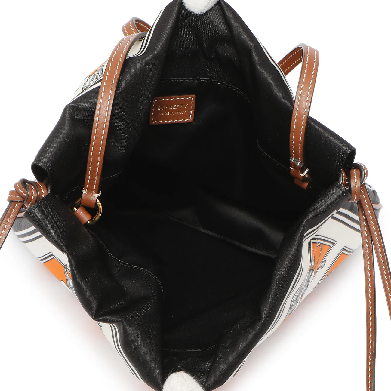 Burberry Orange White Silk Drawstring Pouch - Image 5