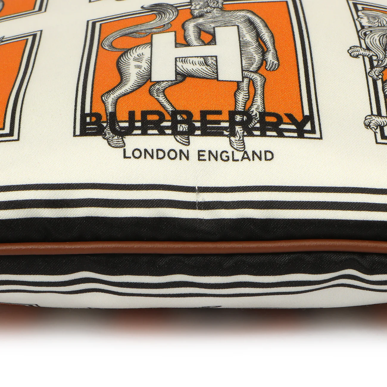 Burberry Orange White Silk Drawstring Pouch - Image 8