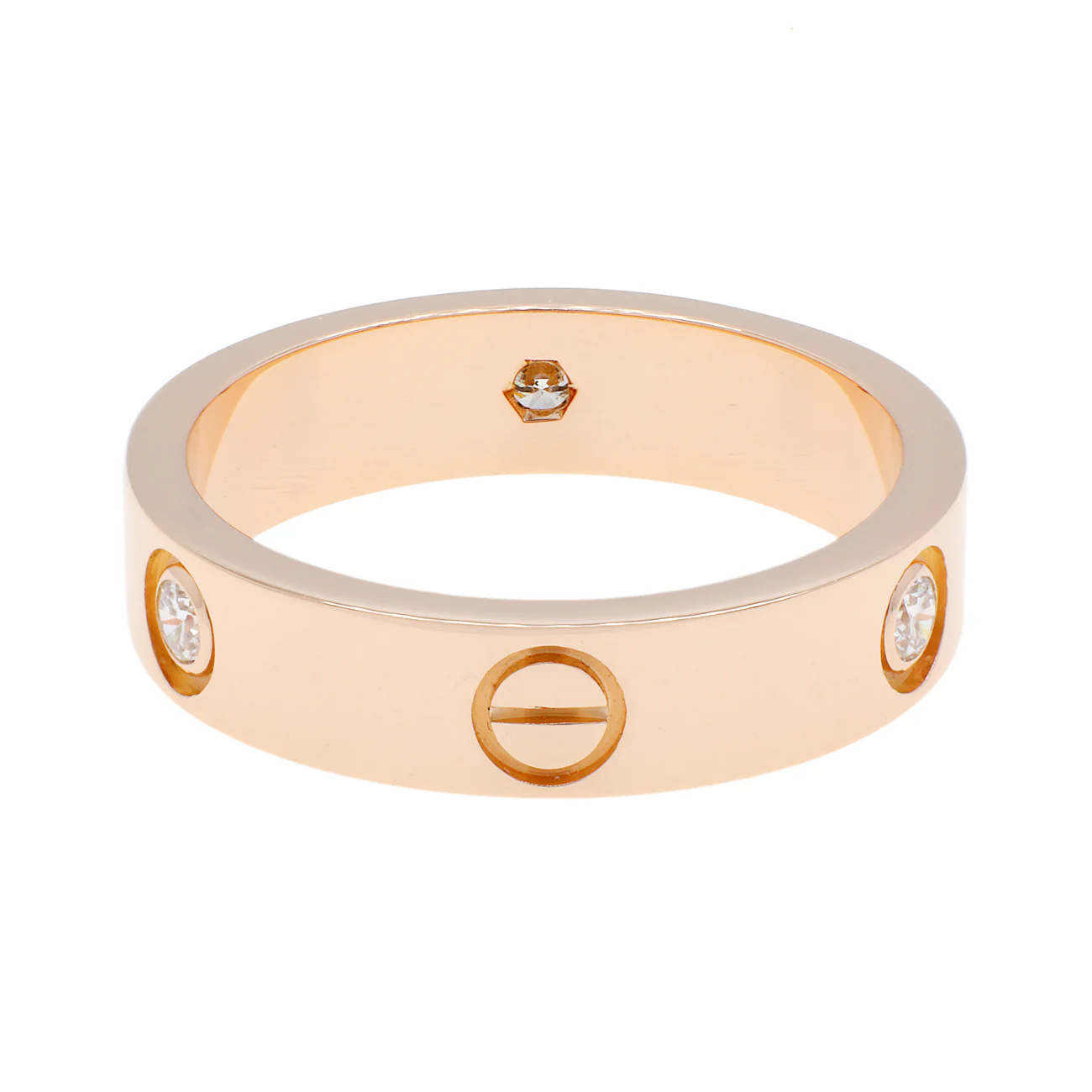 Cartier 18K Rose Gold 3 Diamond Classic Love Ring - Image 2