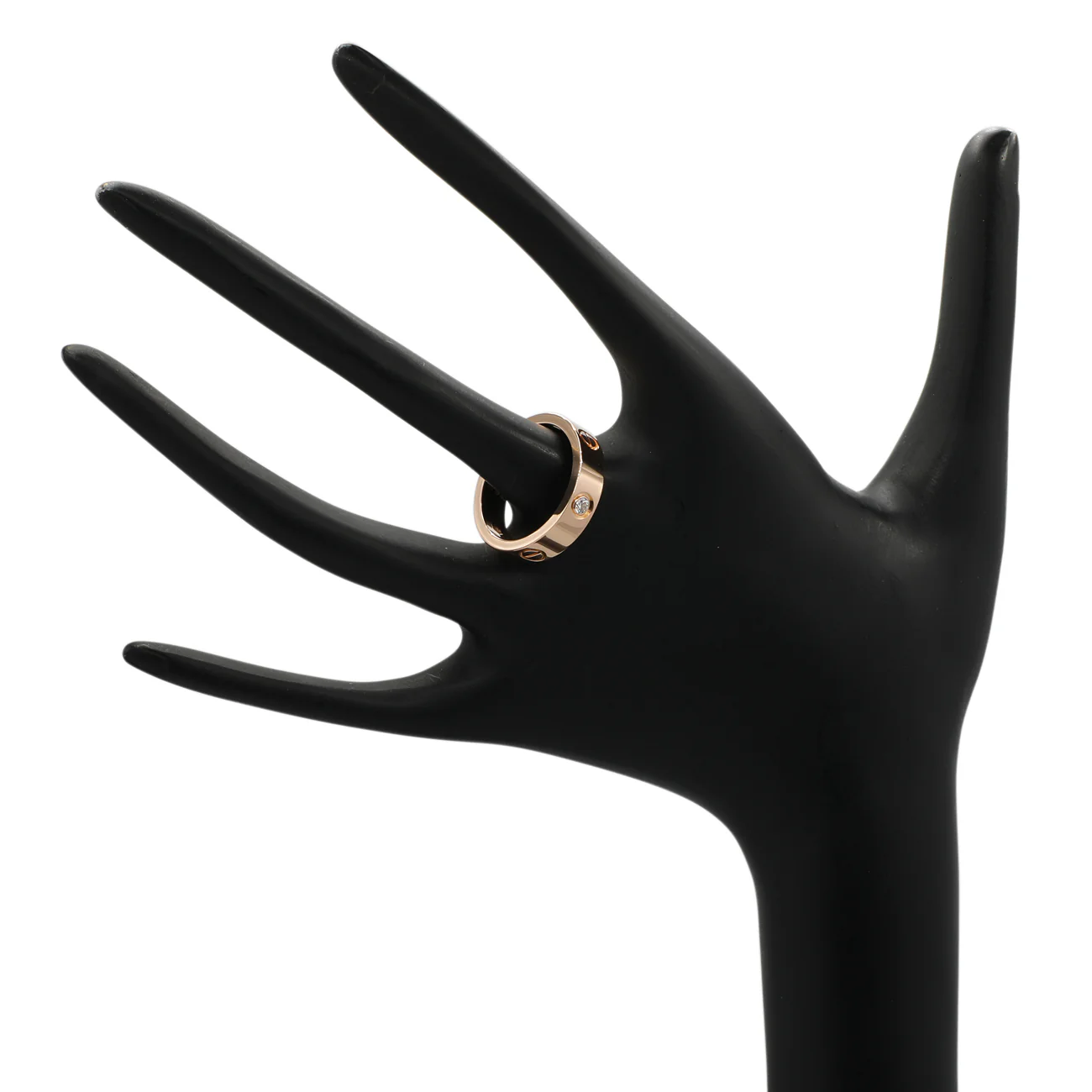 Cartier 18K Rose Gold 3 Diamond Love Ring - Image 3