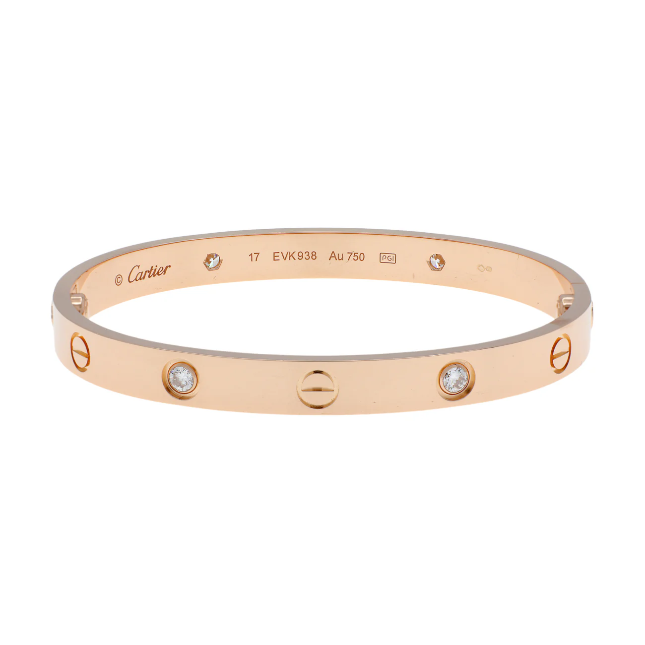 Cartier 18K Rose Gold 4 Diamond Classic Love Bracelet