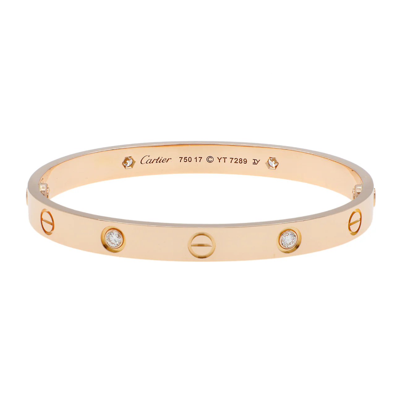 Cartier 18K Rose Gold 4 Diamond Love Bracelet