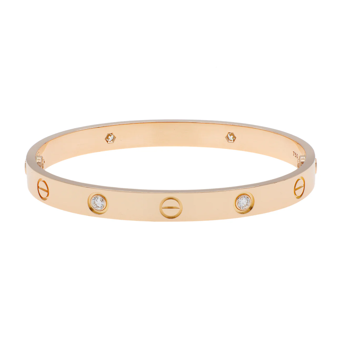 Cartier 18K Rose Gold 4 Diamond Love Bracelet - Image 2