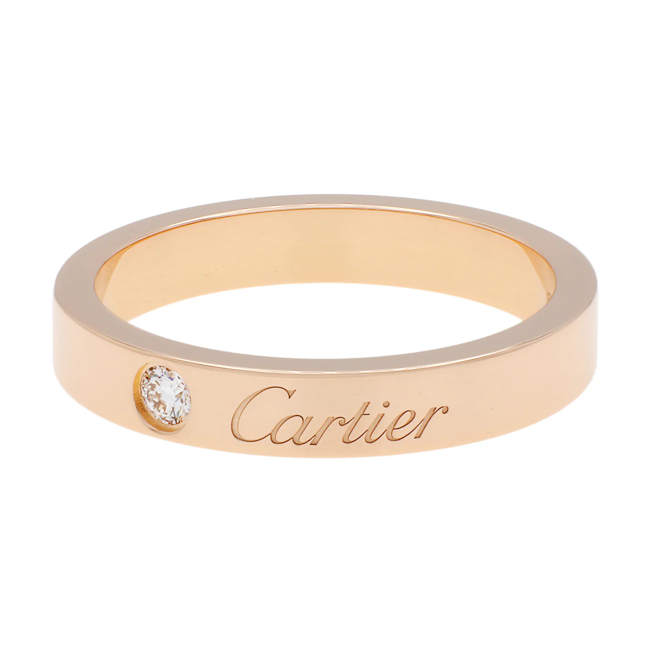Cartier 18K Rose Gold Diamond C de Cartier Wedding Band Ring