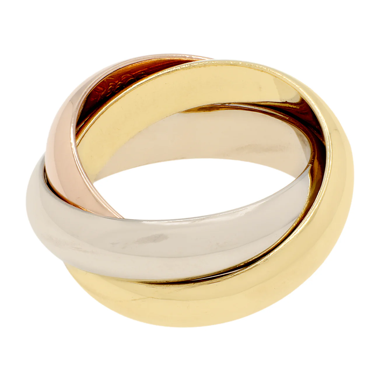 Cartier 18K Rose Yellow White Gold Large Trinity Ring - Image 2