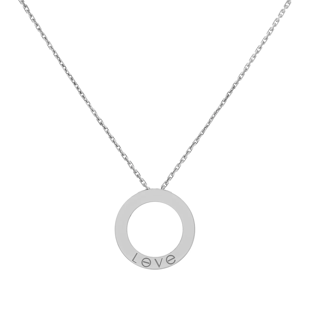 Cartier 18K White Gold 3 Diamond Love Necklace - Image 2