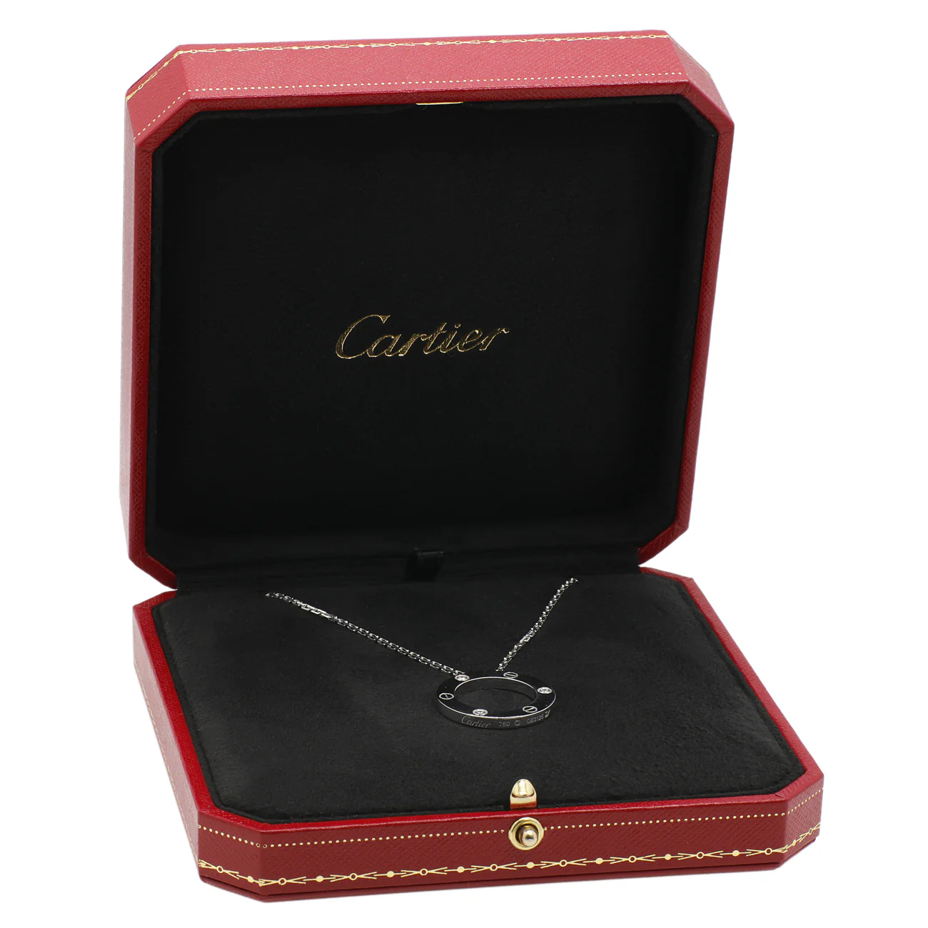 Cartier 18K White Gold 3 Diamond Love Necklace - Image 5