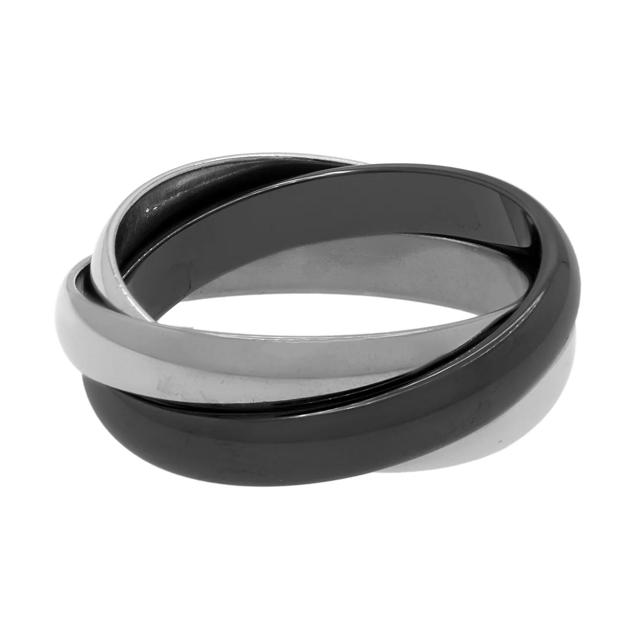 Cartier 18K White Gold Ceramic Trinity Ring - Image 2