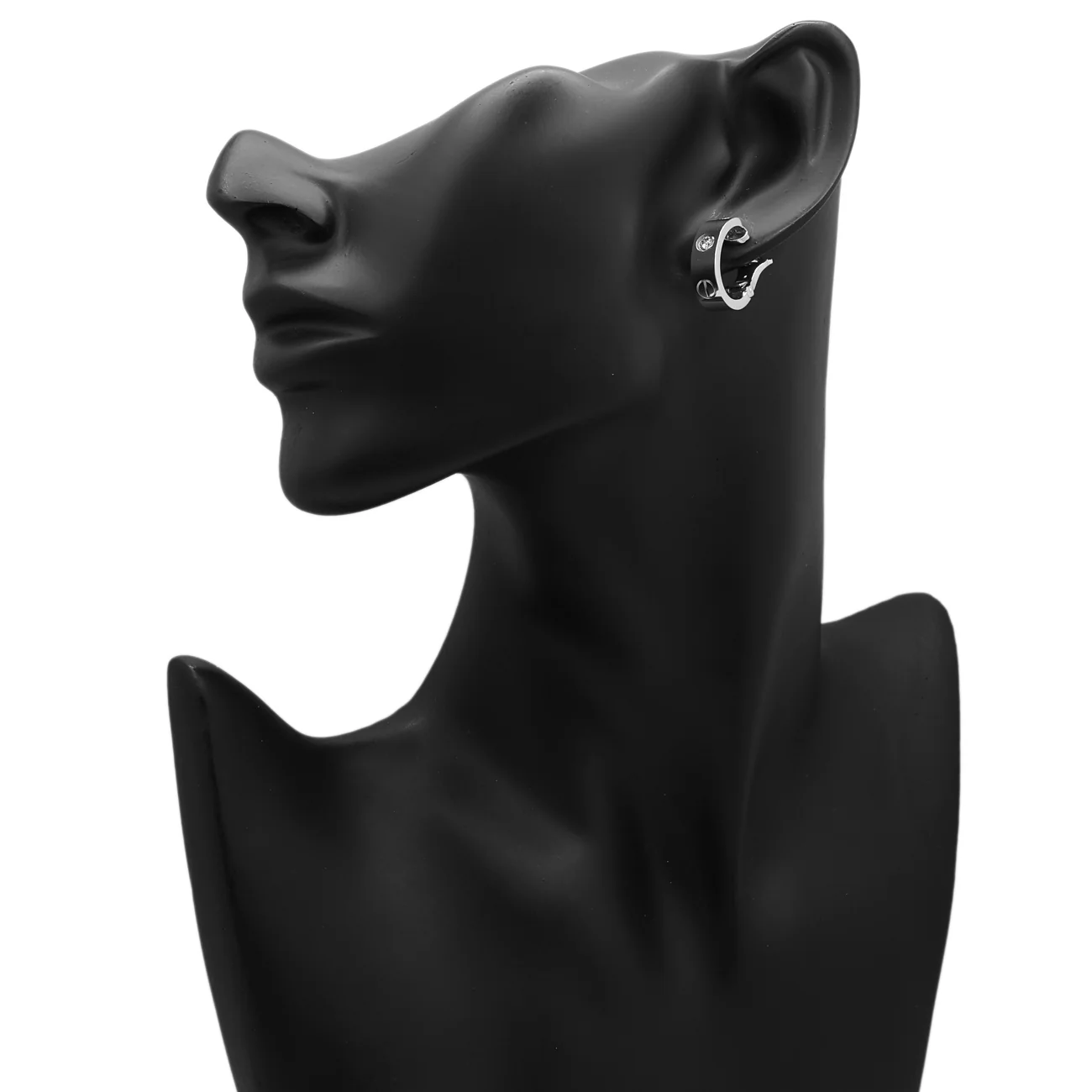 Cartier 18K White Gold Diamond Love Earrings - Image 3