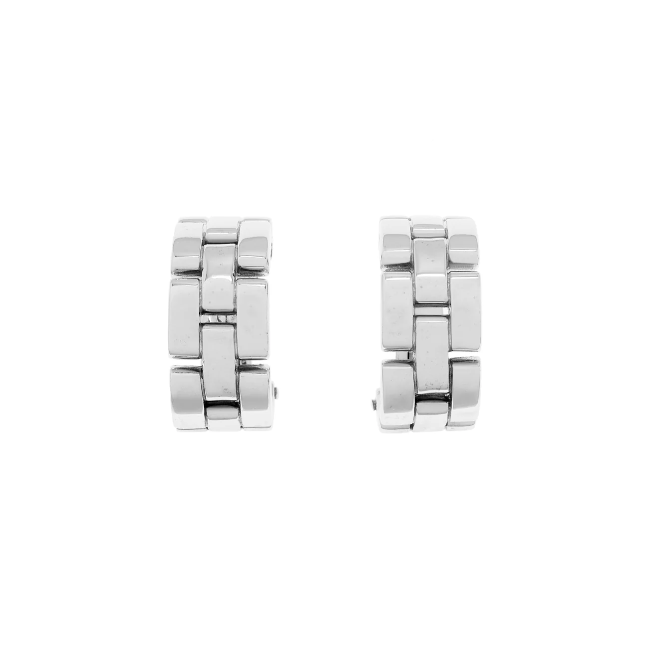 Cartier 18K White Gold Panthere Maillon Earrings