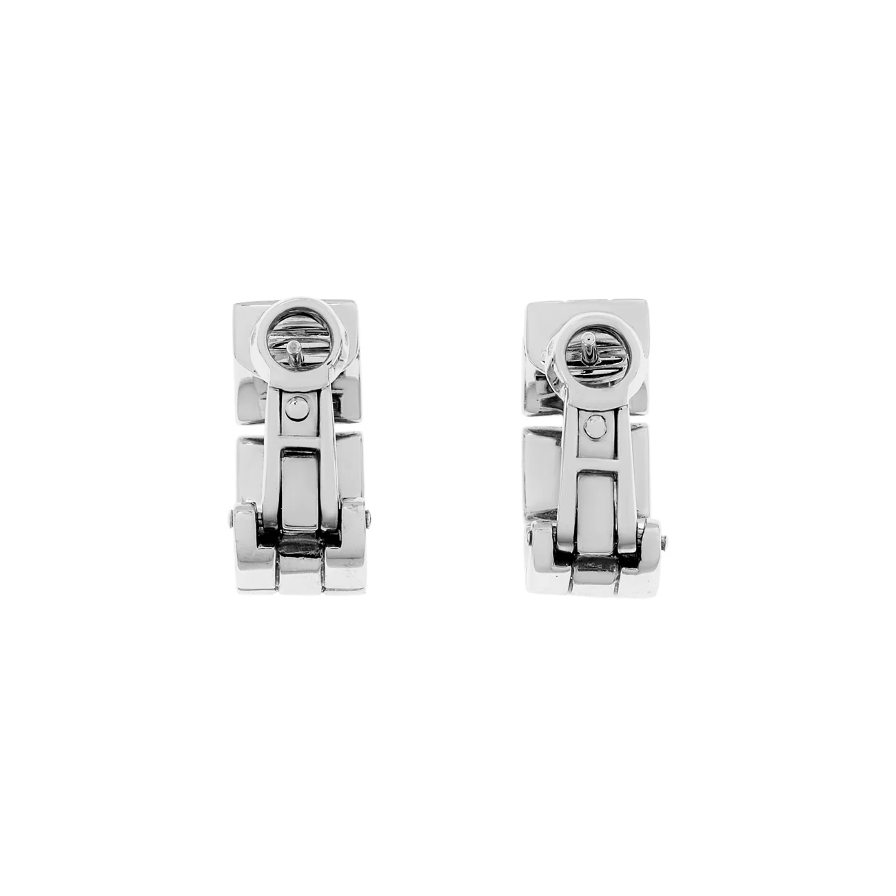 Cartier 18K White Gold Panthere Maillon Earrings - Image 2