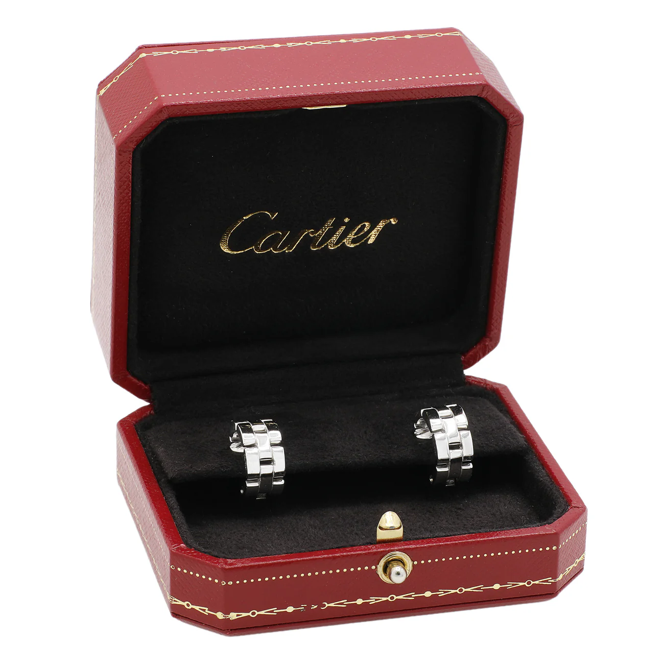 Cartier 18K White Gold Panthere Maillon Earrings - Image 4