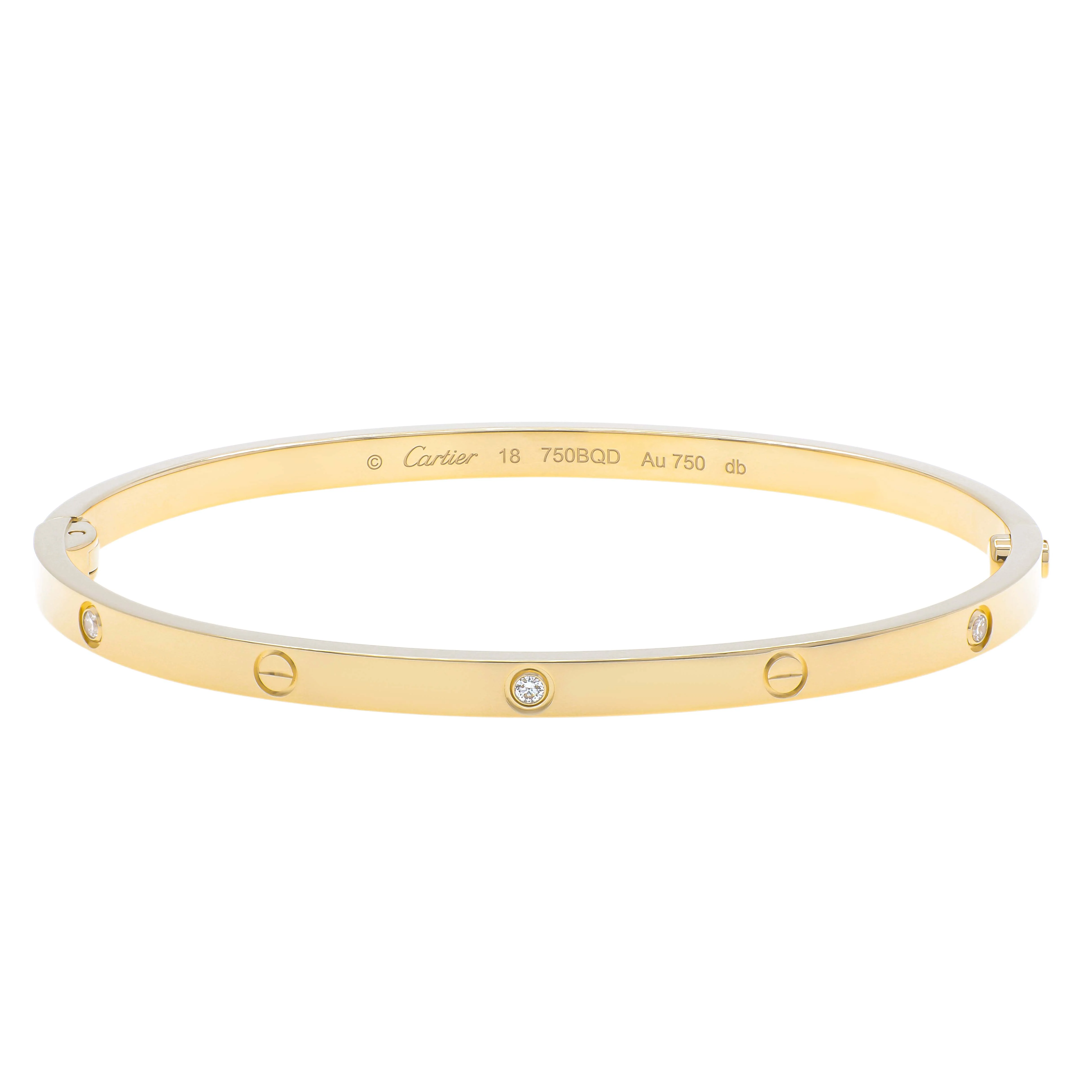 Cartier 18K Yellow Gold 6 Diamond Small Love Bracelet