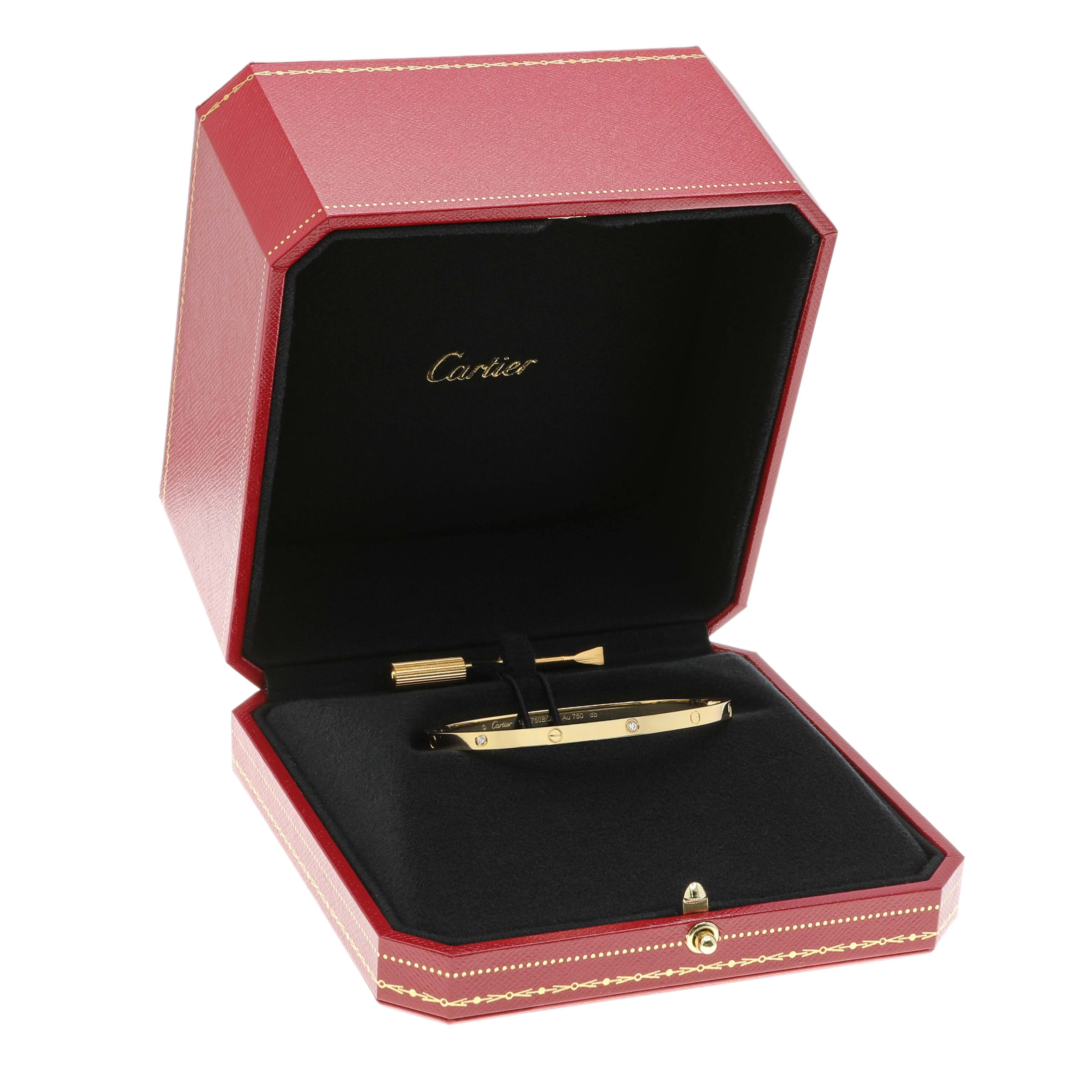 Cartier 18K Yellow Gold 6 Diamond Small Love Bracelet - Image 4