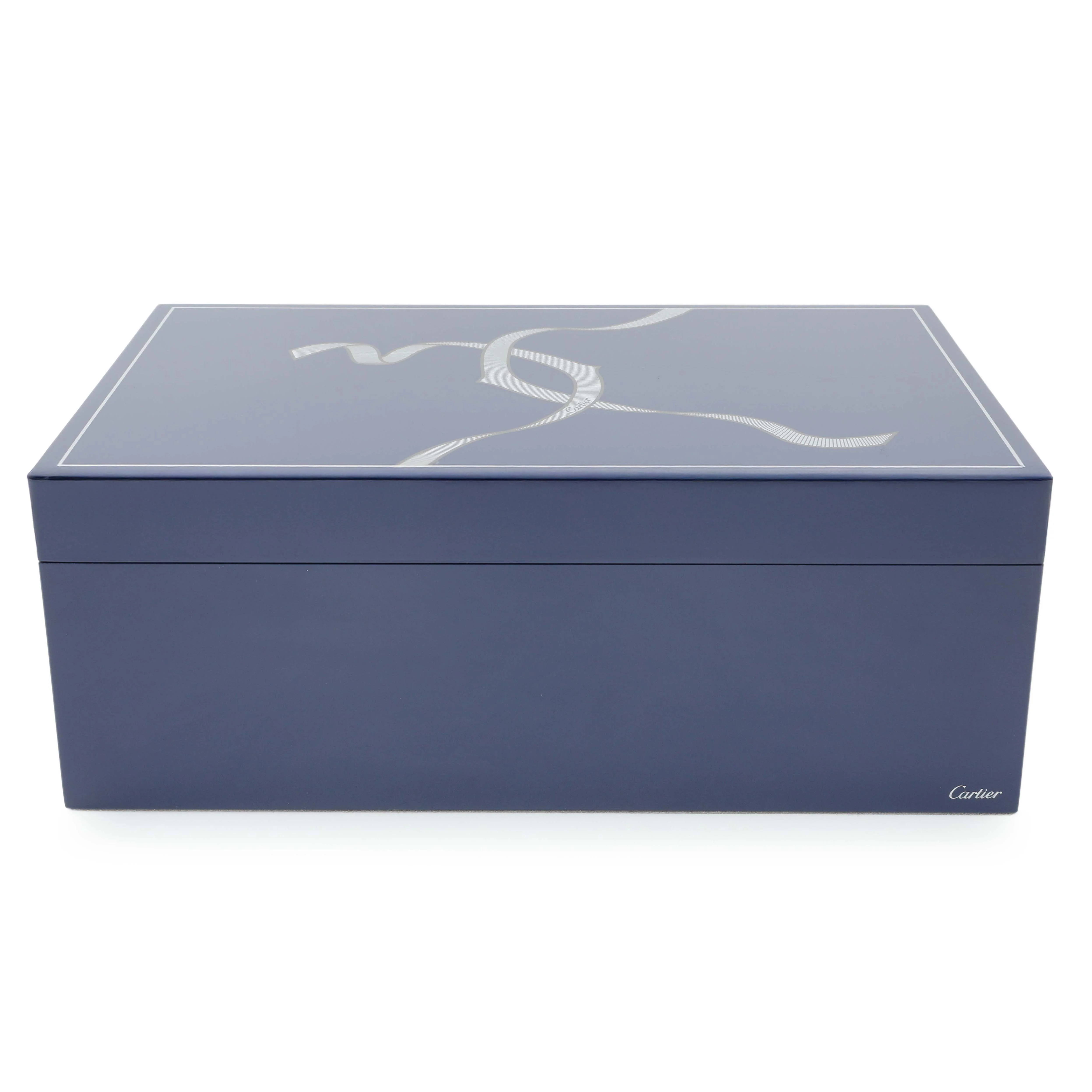 Cartier Blue Lacquered Three Watch and Cufflink Box - Image 2