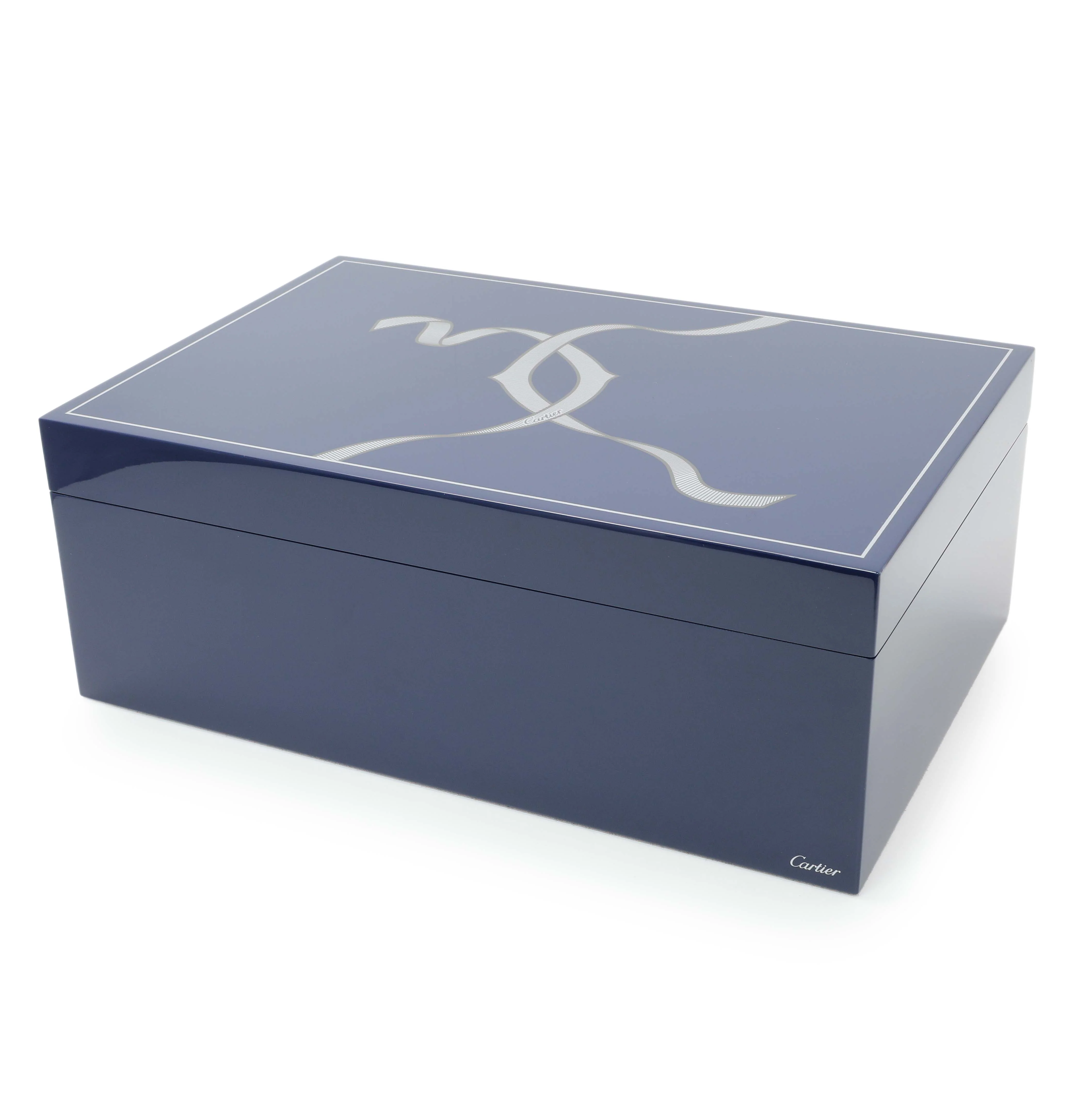 Cartier Blue Lacquered Three Watch and Cufflink Box - Image 4